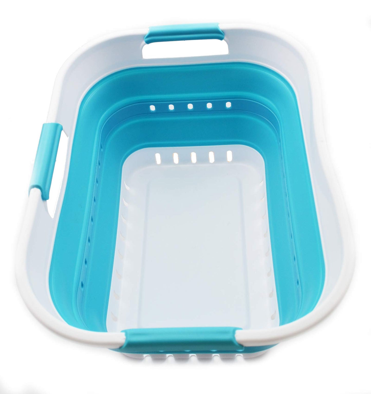 SAMMART 19L (5 Gallon) Collapsible Super Mini 3 Handled Plastic Laundry Basket - Foldable Pop Up Storage Container/Organizer - Space Saving Hamper/Basket