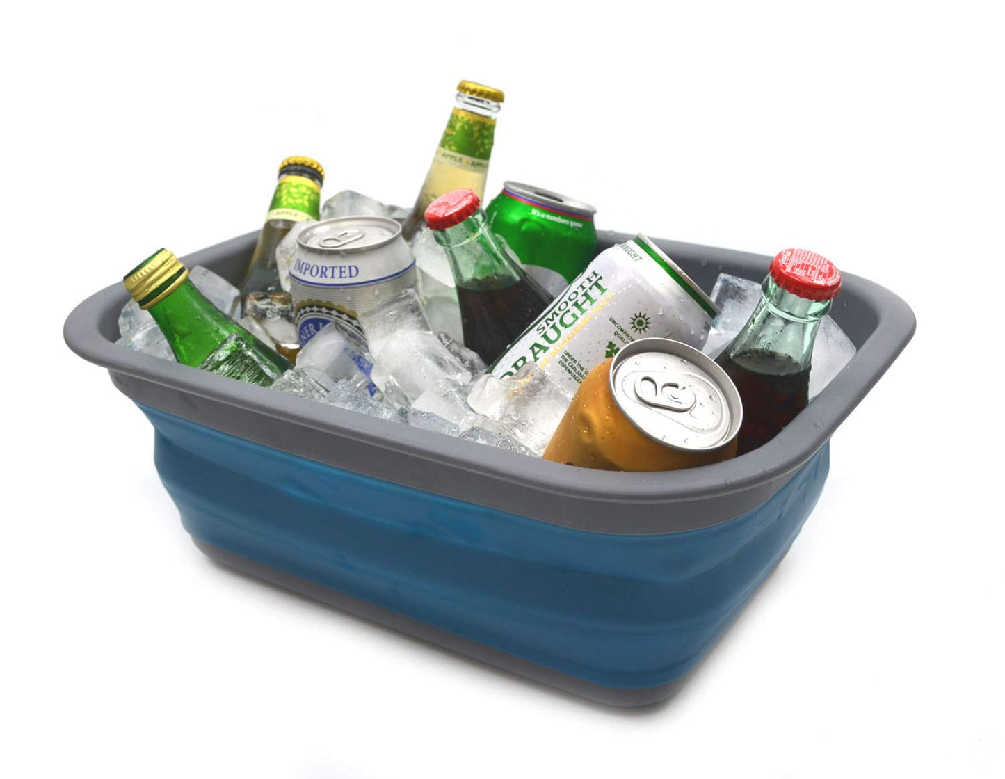 SAMMART 9.2L (2.37Gallon) Collapsible Tub - Portable Outdoor Picnic Basket/Crater - Foldable Shopping Bag - Space Saving Storage Container