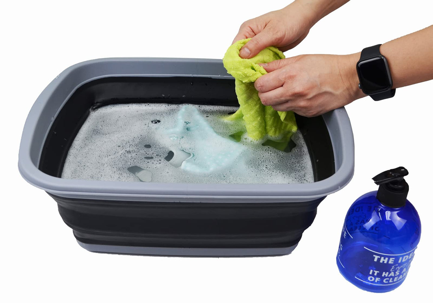 SAMMART 10L (2.6 Gallons) Collapsible Tub - Foldable Dish Tub - Portable Washing Basin - Space Saving Plastic Washtub