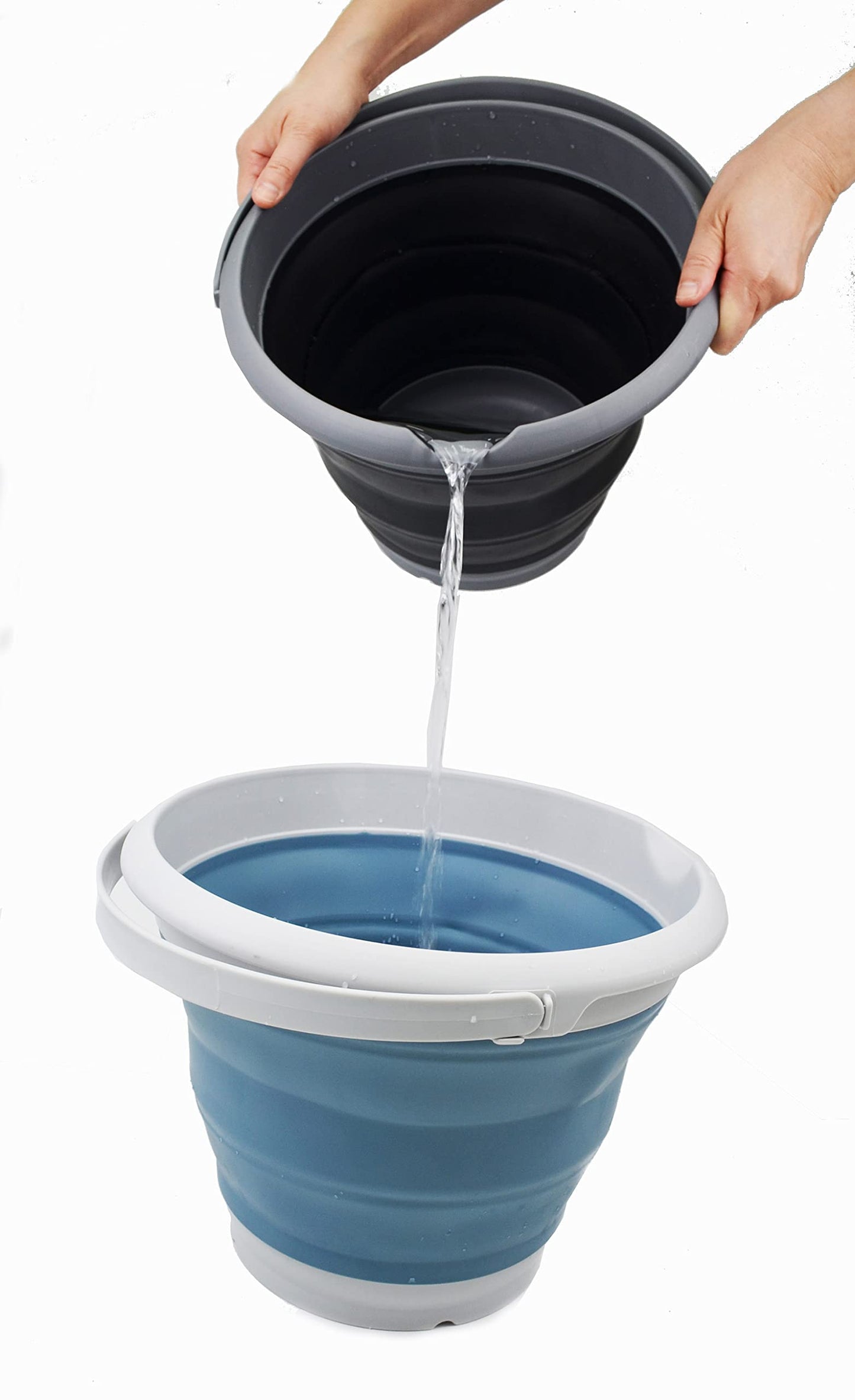 SAMMART 8.5L (2.2 Gallon) Collapsible Plastic Bucket - Foldable Round Tub - Portable Fishing Water Pail - Space Saving Outdoor Waterpot. Size 31cm Dia