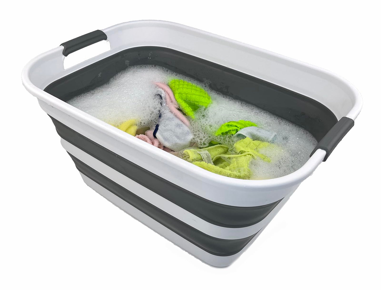 SAMMART 27L (7.1 Gallons) Collapsible Plastic Laundry Basket with Handle-Foldable Pop Up Storage Basket with handle