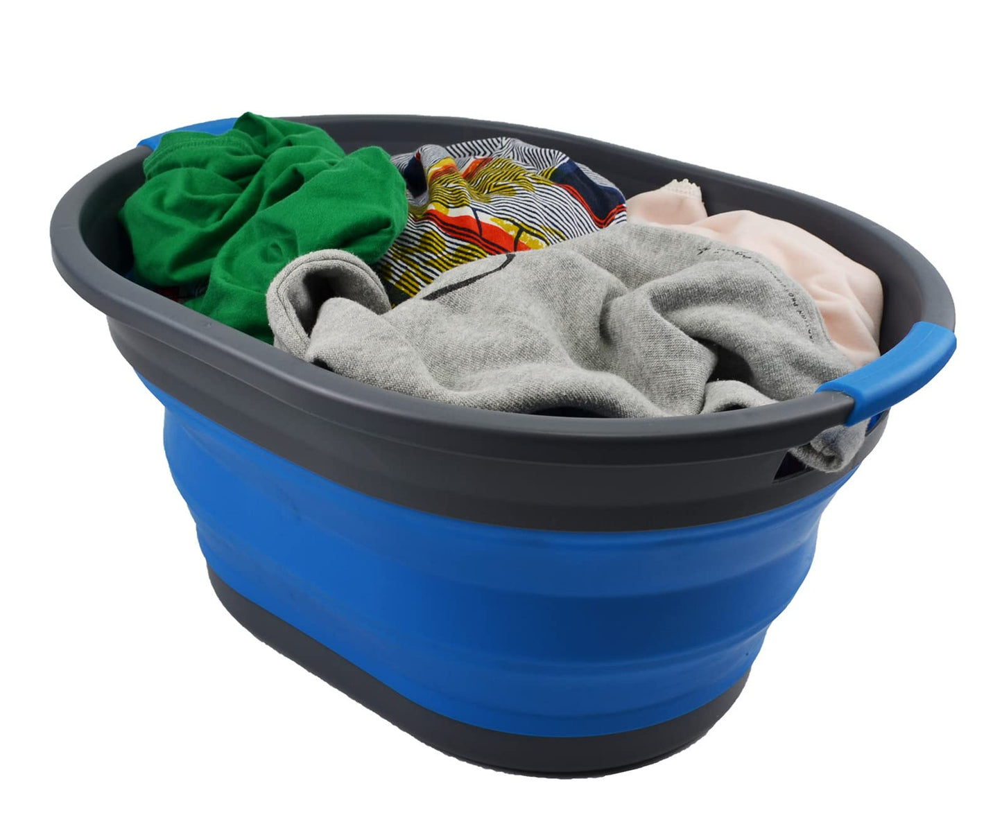 SAMMART 32L (8.4 Gallon) Collapsible Plastic Laundry Basket - Foldable Pop Up Storage Container/Organizer - Portable Washing Tub - Space Saving Hamper, Water Capacity: 24L