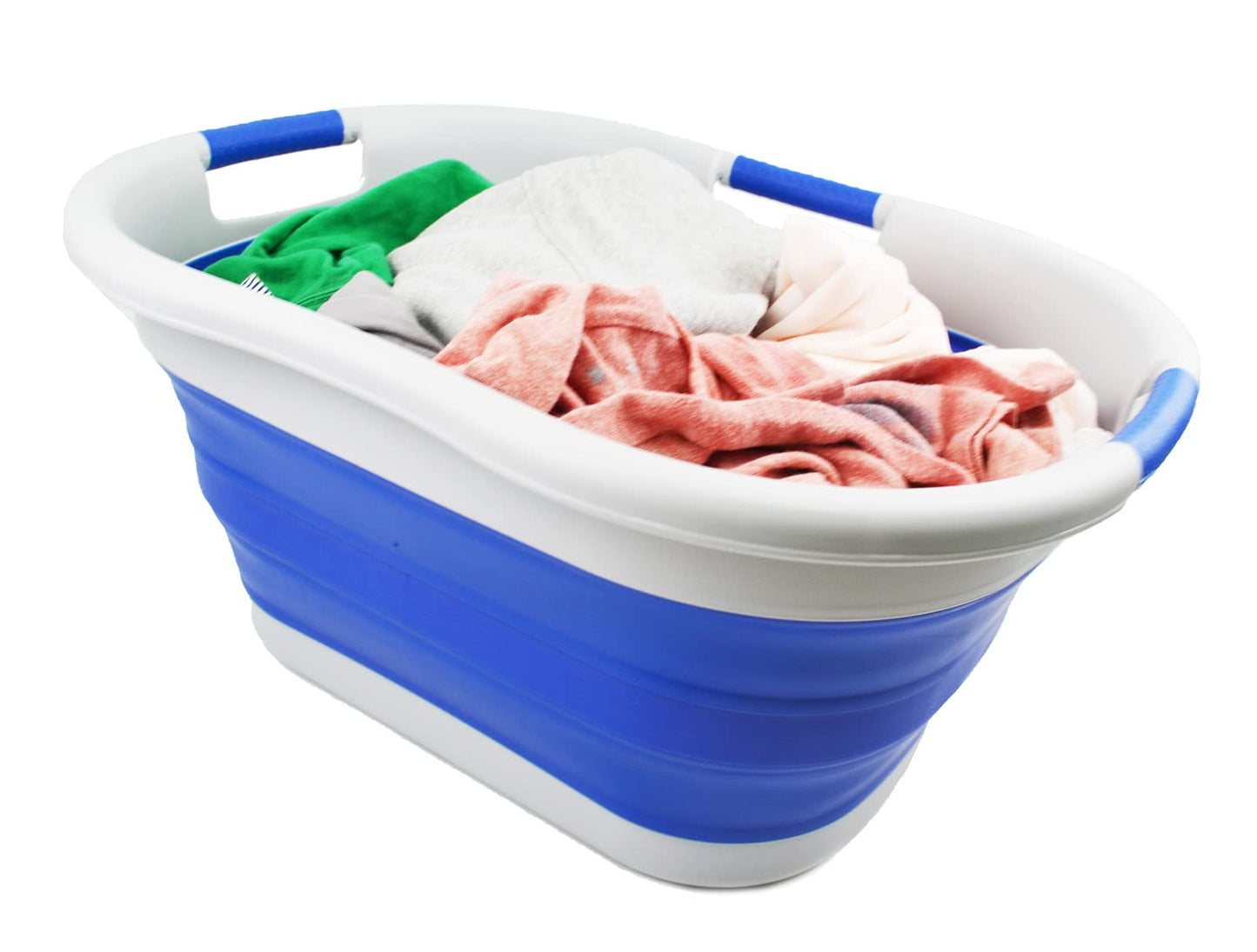 SAMMART 40L (10.5 gallon) Collapsible Plastic Laundry Basket - Foldable Pop Up Storage Container/Organizer - Portable Washing Tub - Space Saving Hamper/Basket