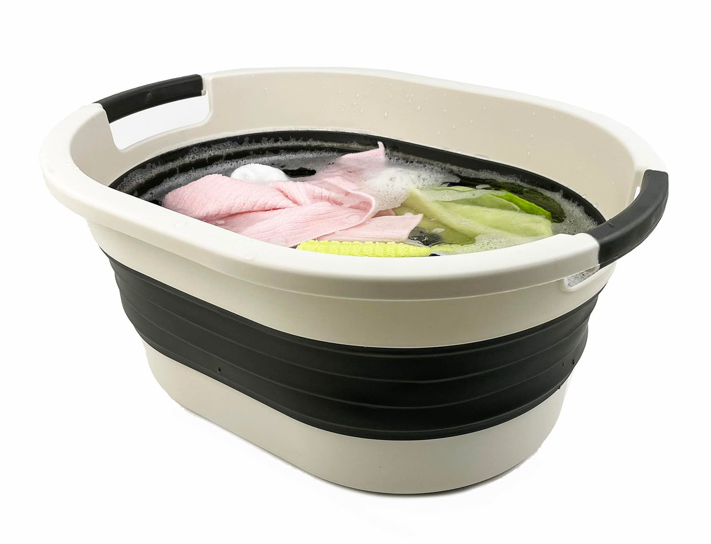 SAMMART 23L (6 gallon) Collapsible Plastic Laundry Basket - Foldable Pop Up Storage Container/Organizer - Portable Washing Tub - Space Saving Hamper/Basket