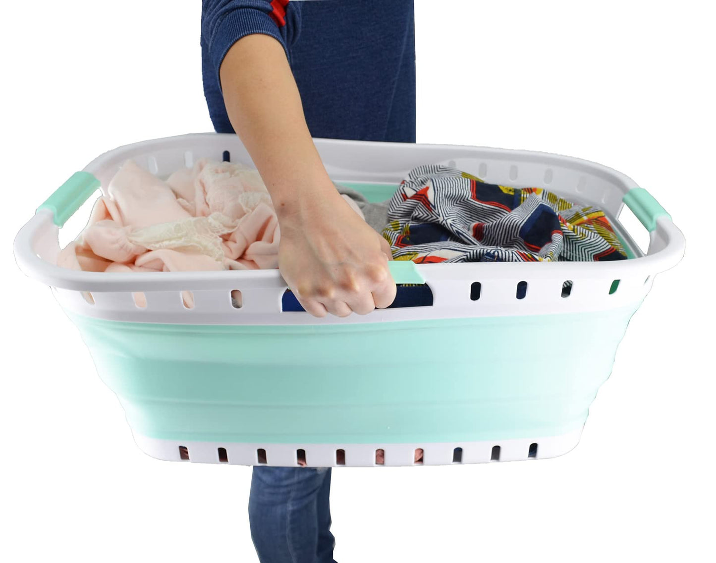 SAMMART 44L (11.62 gallon) Collapsible Plastic Laundry Basket - Foldable Pop Up Storage Container/Organizer - Portable Washing Tub - Space Saving Hamper/Basket