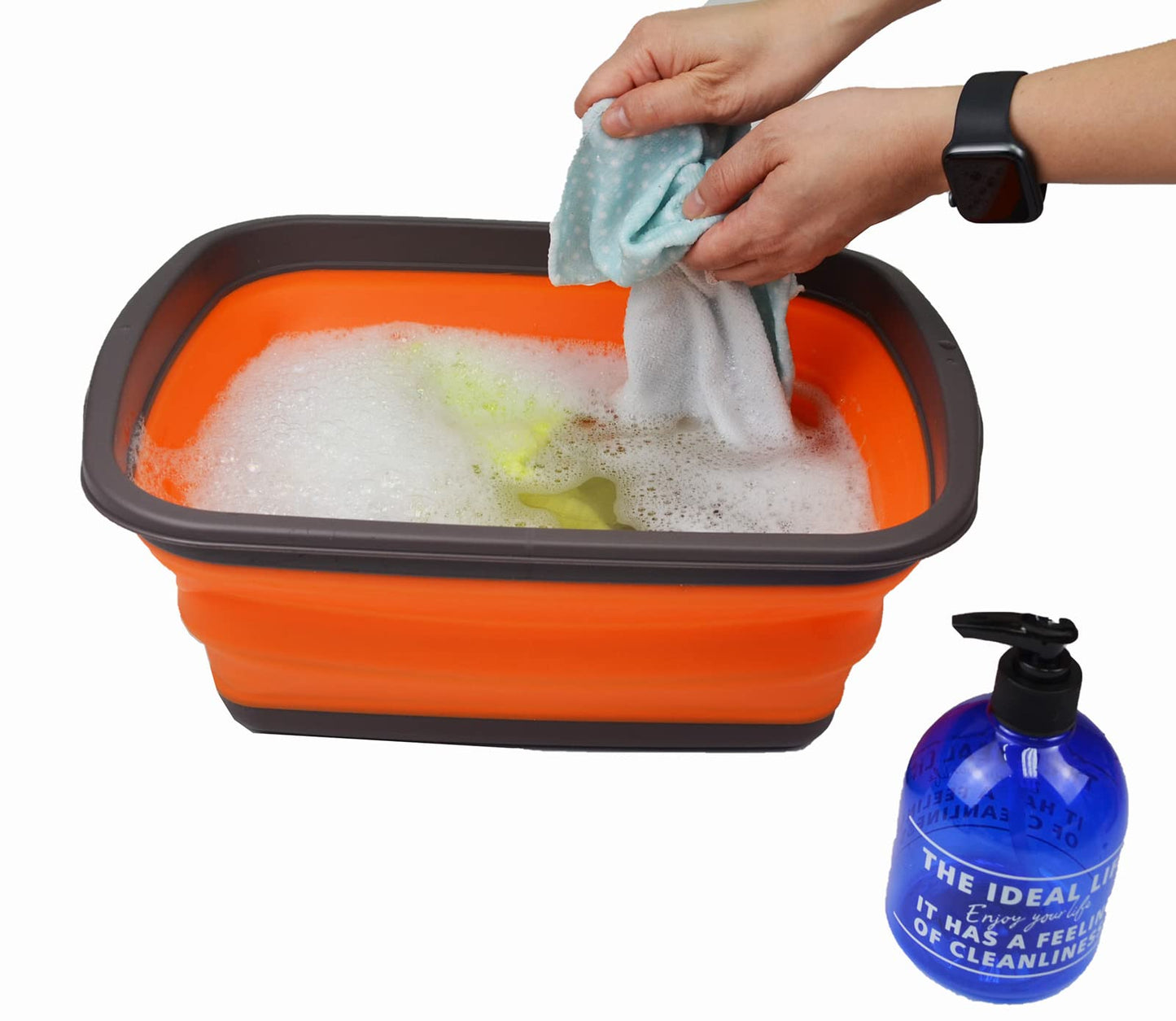 SAMMART 10L (2.6 Gallons) Collapsible Tub - Foldable Dish Tub - Portable Washing Basin - Space Saving Plastic Washtub