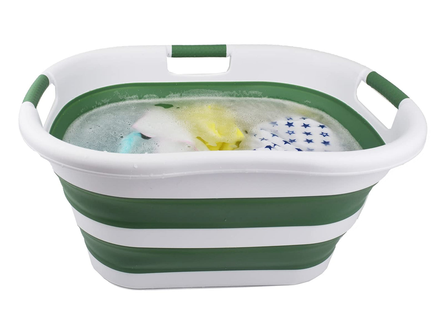 SAMMART 40L (10.5 gallon) Collapsible Plastic Laundry Basket - Foldable Pop Up Storage Container/Organizer - Portable Washing Tub - Space Saving Hamper/Basket