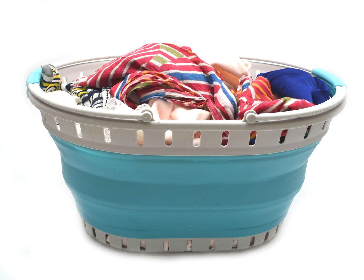 SAMMART 25L (6.6 gallon) Collapsible Plastic Laundry Basket - Foldable Pop Up Storage Container/Organizer - Portable Shopping Basket - Space Saving Hamper/Tub