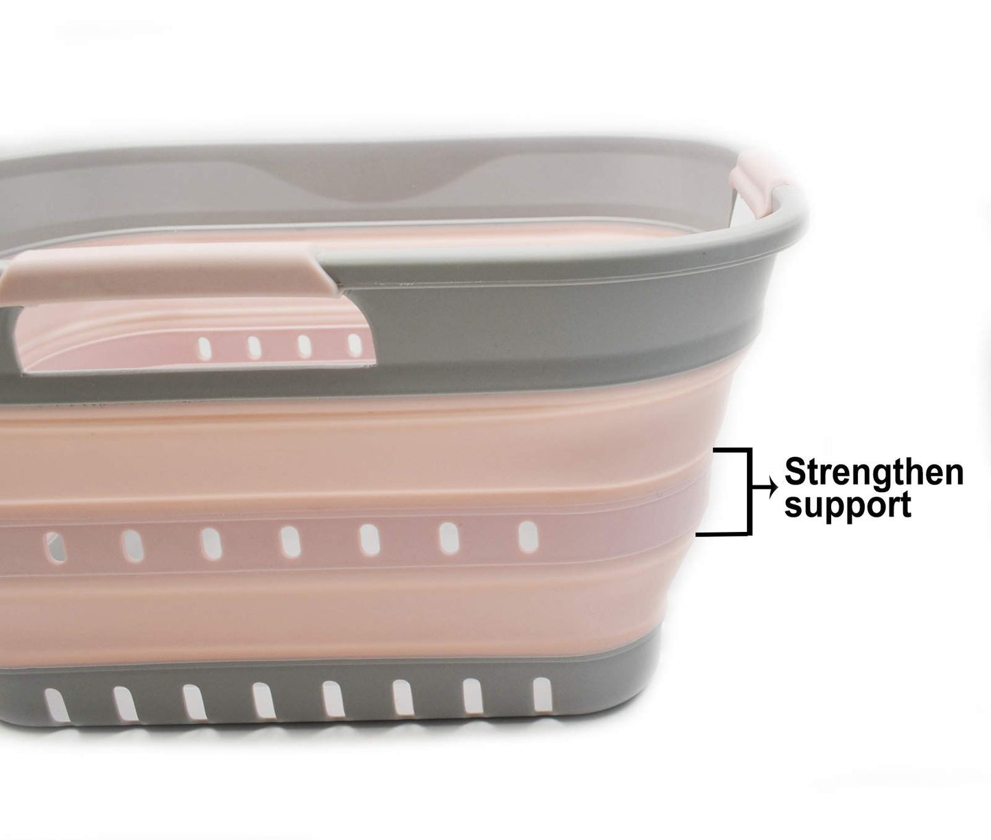 SAMMART 19L (5 Gallon) Collapsible Super Mini 3 Handled Plastic Laundry Basket - Foldable Pop Up Storage Container/Organizer - Space Saving Hamper/Basket