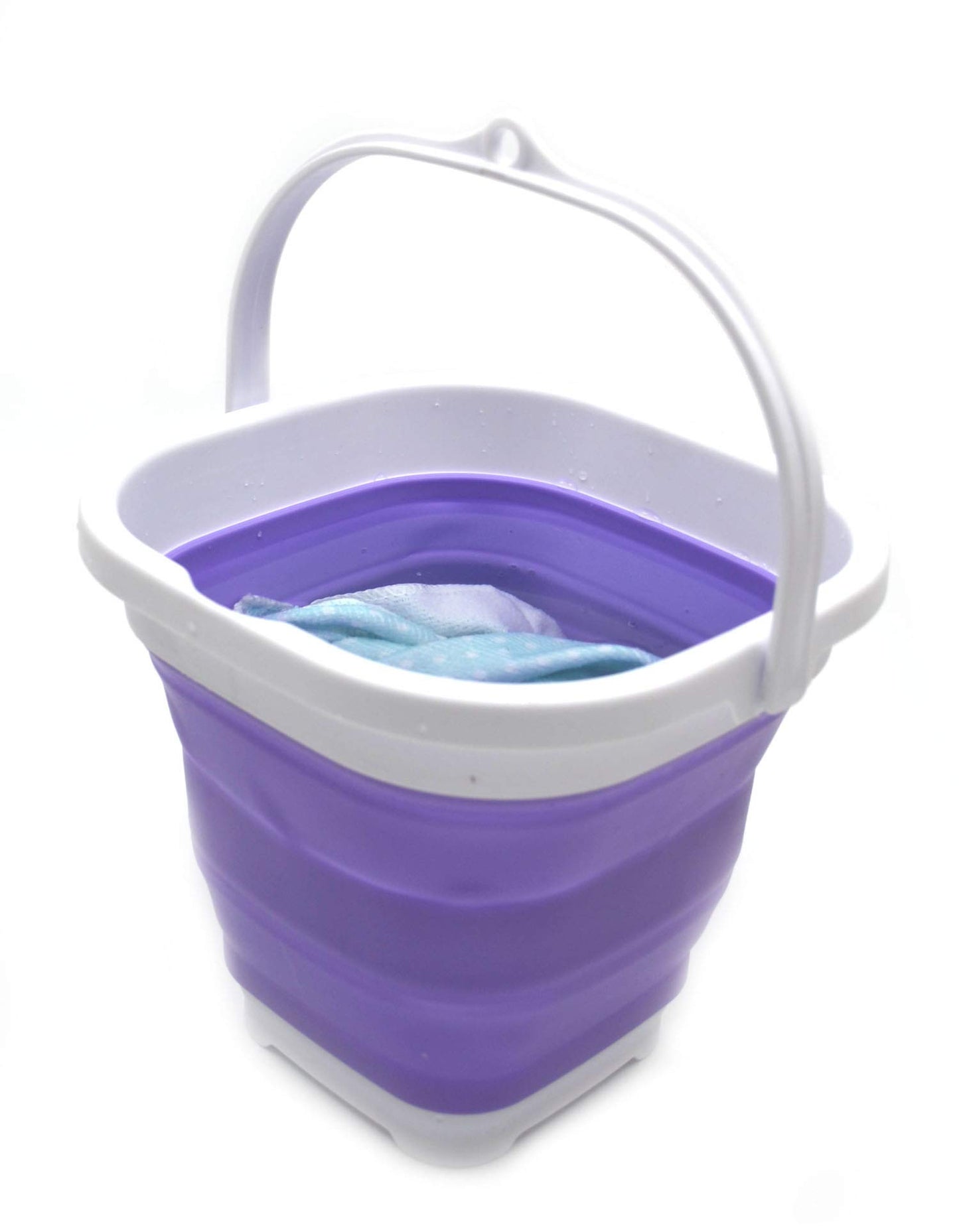 SAMMART 2.6L (0.68 Gallon) Super Mini Sqare Collapsible Plastic Bucket - Foldable Square Tub - Portable Fishing Water Pail - Space Saving Outdoor Waterpot