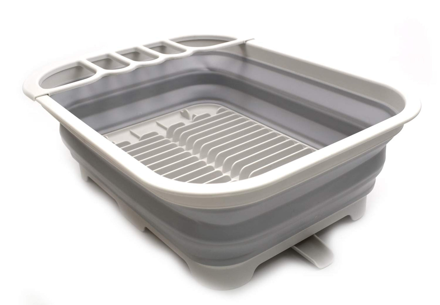 SAMMART 12L (3.17 Gallon) Collapsible Dish Drainer with Swivel spout - Foldable Drying Rack Set - Portable Dinnerware Organizer - Space Saving Kitchen Storage Tray