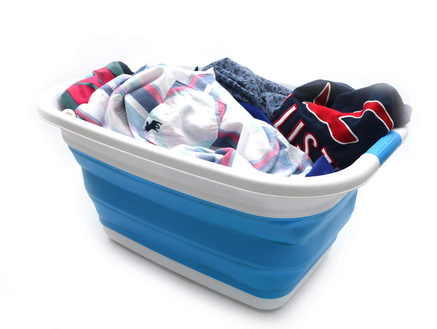 SAMMART 31L (8.1 gallon) Collapsible Plastic Laundry Basket-Pop Up Storage Container - Portable Washing Tub - Space Saving Hamper/Basket, Water capacity: 23L (6 gallon)