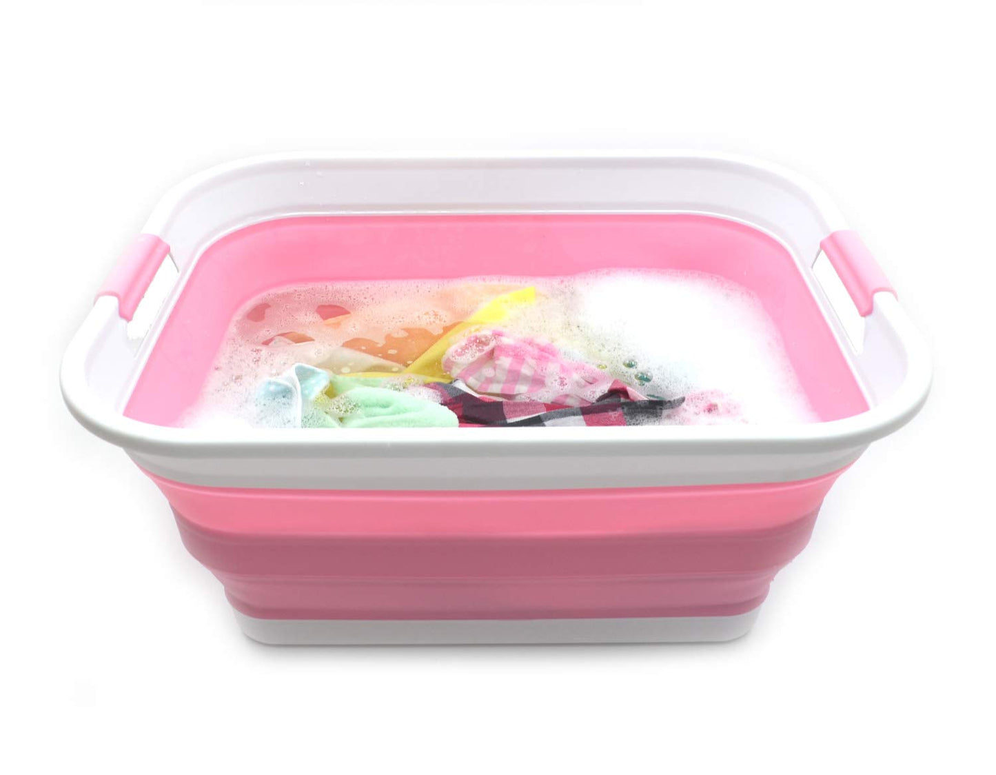 SAMMART 42L (11 Gallon) Collapsible Plastic Laundry Basket-Foldable Pop Up Storage Container/Organizer-Portable Washing Tub-Space Saving Basket, Water Capacity 34L(9 Gallon)
