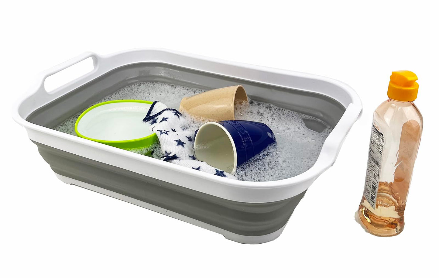 SAMMART Collapsible Tub - Foldable Dish Tub - Portable Washing Basin - Space Saving Plastic Washtub