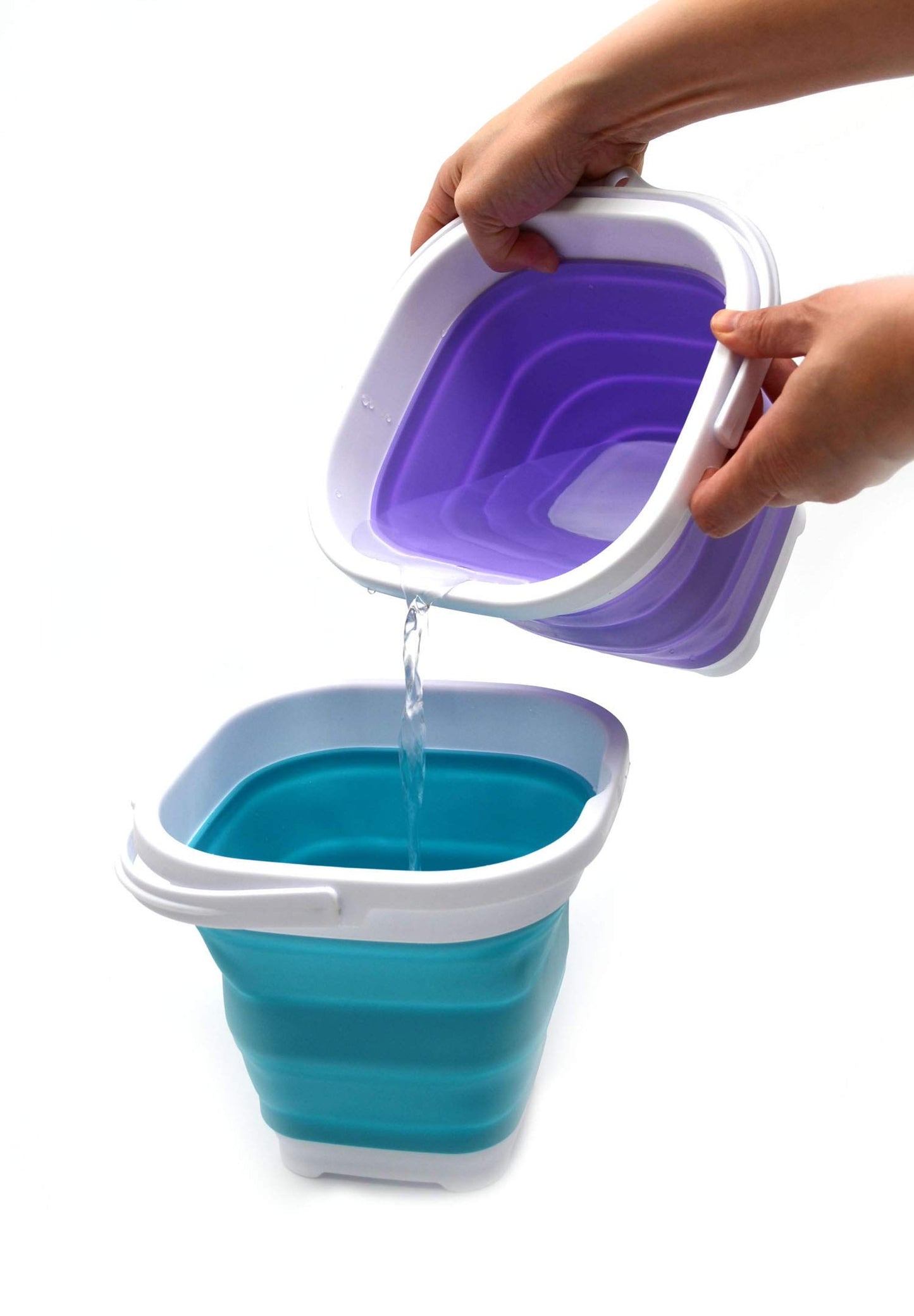 SAMMART 2.6L (0.68 Gallon) Super Mini Sqare Collapsible Plastic Bucket - Foldable Square Tub - Portable Fishing Water Pail - Space Saving Outdoor Waterpot