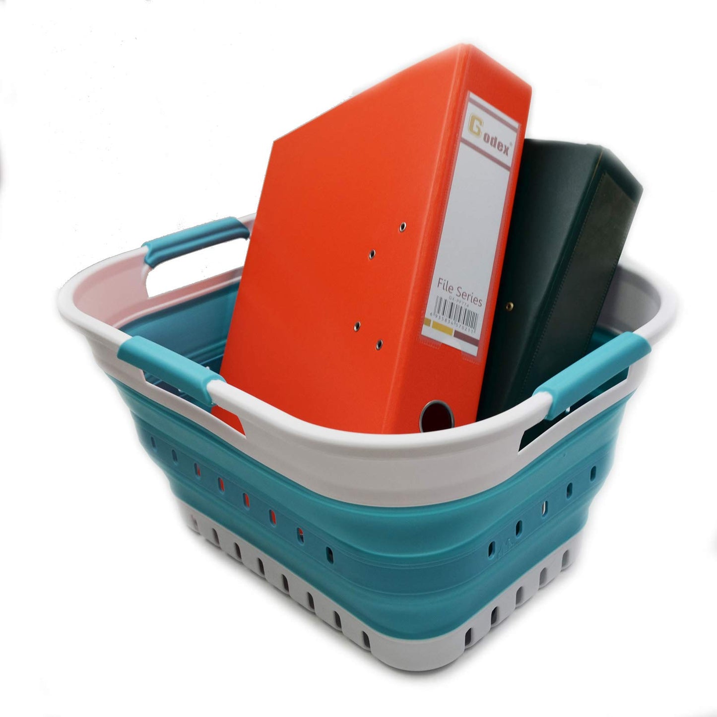 SAMMART 19L (5 Gallon) Collapsible Super Mini 3 Handled Plastic Laundry Basket - Foldable Pop Up Storage Container/Organizer - Space Saving Hamper/Basket