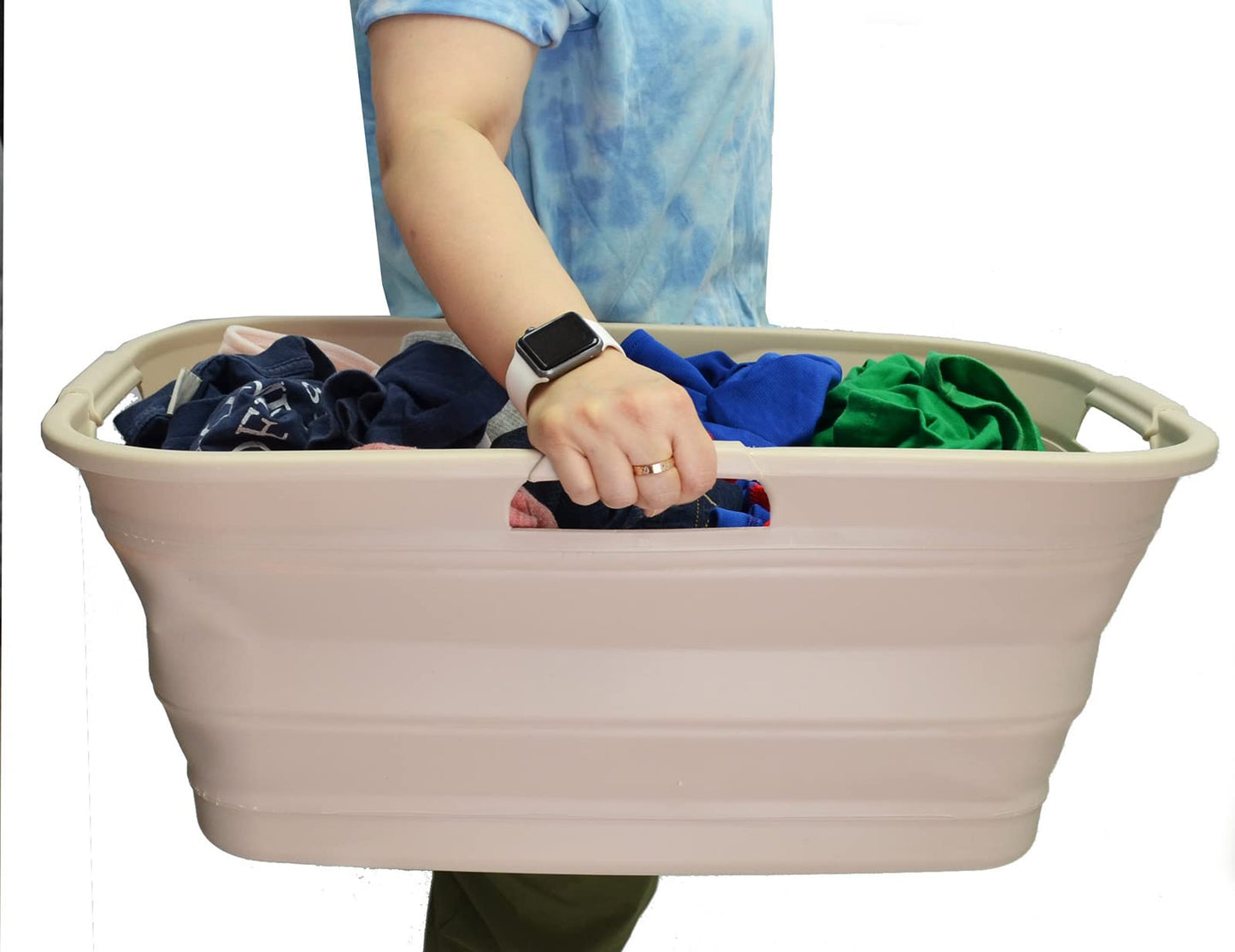 SAMMART 44L (11.6 gallon) Collapsible Plastic Laundry Basket - Foldable Pop Up Storage Container/Organizer - Portable Washing Tub - Space Saving Hamper/Basket, Water Capacity: 35L (9.2 gallon)
