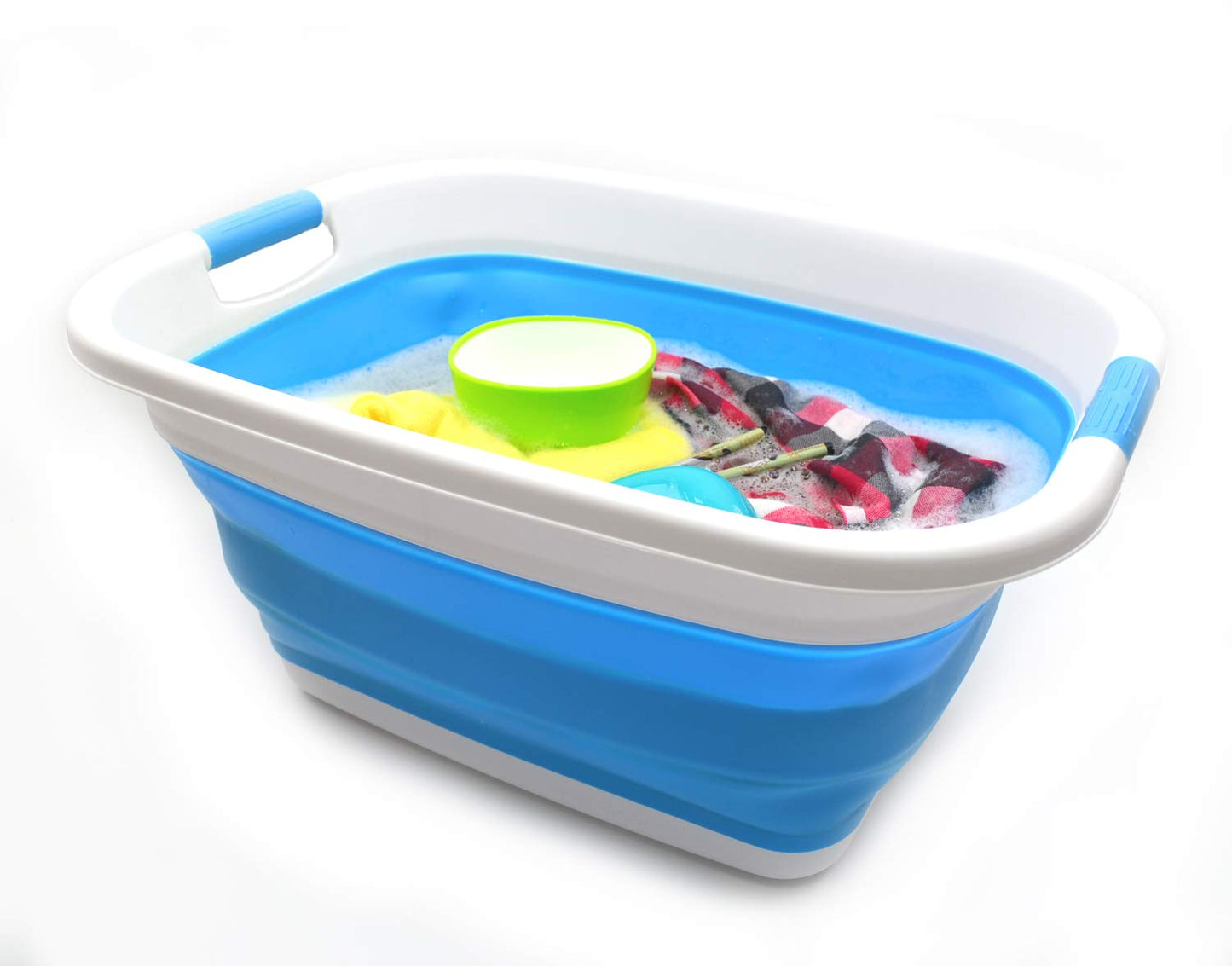 SAMMART 31L (8.1 gallon) Collapsible Plastic Laundry Basket-Pop Up Storage Container - Portable Washing Tub - Space Saving Hamper/Basket, Water capacity: 23L (6 gallon)