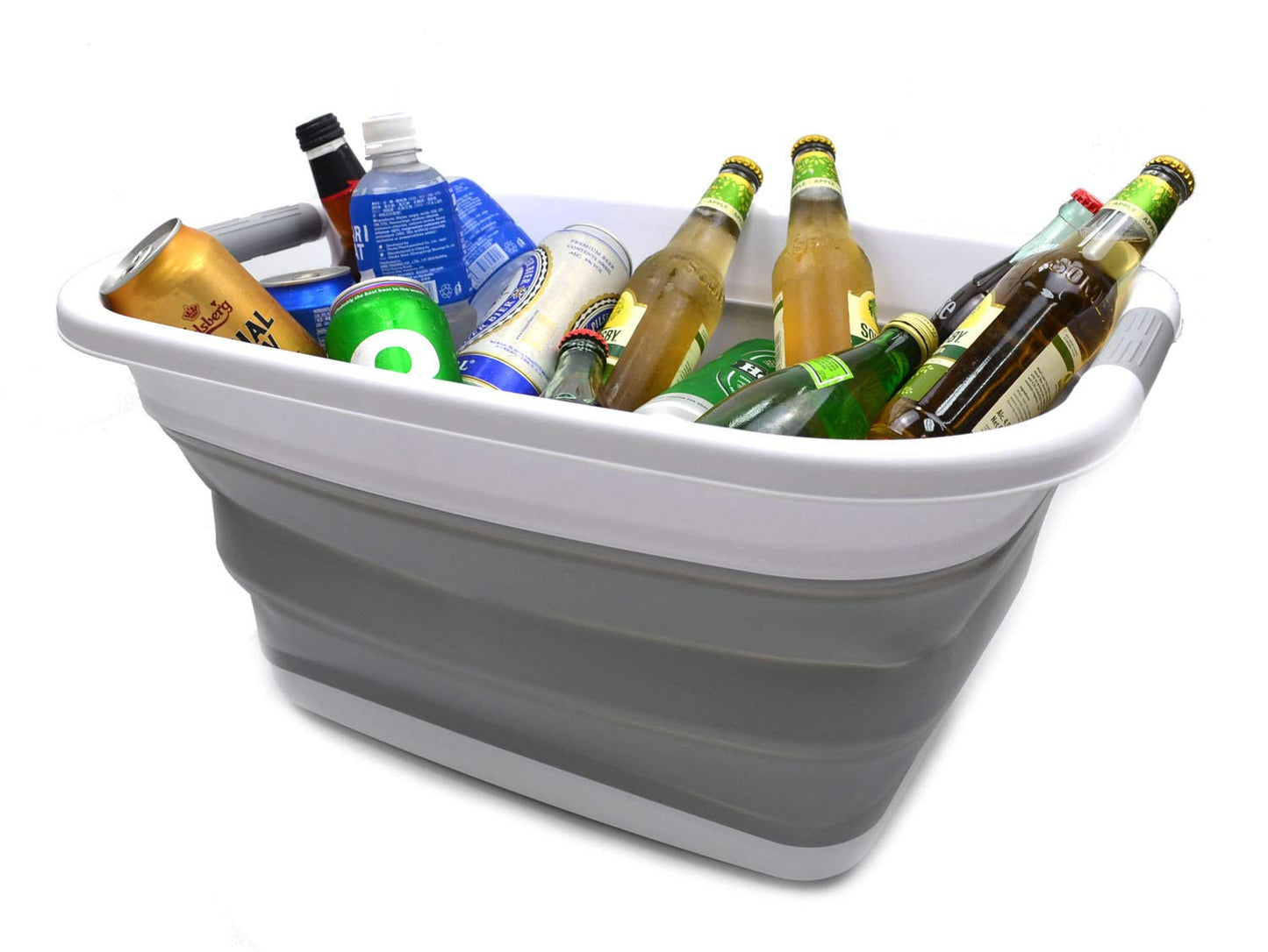 SAMMART 31L (8.1 gallon) Collapsible Plastic Laundry Basket-Pop Up Storage Container - Portable Washing Tub - Space Saving Hamper/Basket, Water capacity: 23L (6 gallon)