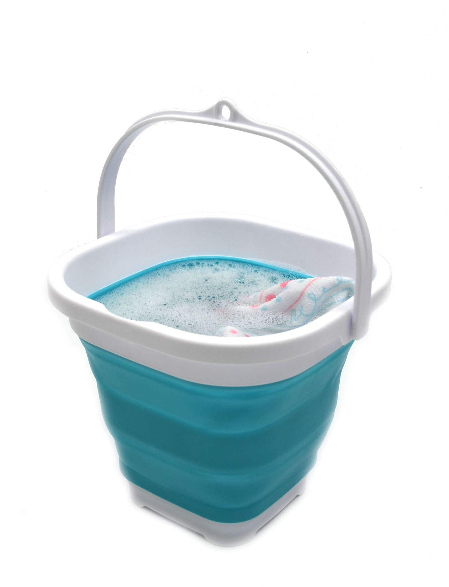 SAMMART 2.6L (0.68 Gallon) Super Mini Sqare Collapsible Plastic Bucket - Foldable Square Tub - Portable Fishing Water Pail - Space Saving Outdoor Waterpot