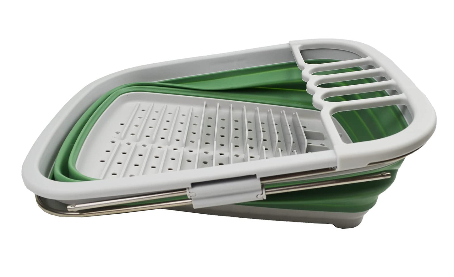 SAMMART 8L (2.11Gallons) Expandable Collapsible Dish Drainer - Foldable Drying Rack - Portable Dinnerware Organizer - Space Saving Kitchen Storage Tray