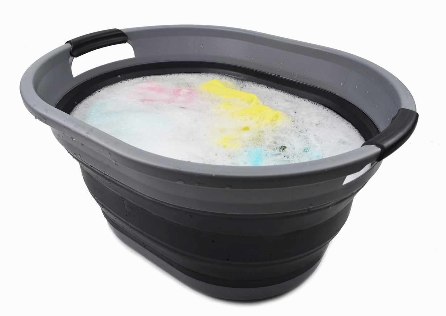 SAMMART 32L (8.4 Gallon) Collapsible Plastic Laundry Basket - Foldable Pop Up Storage Container/Organizer - Portable Washing Tub - Space Saving Hamper, Water Capacity: 24L