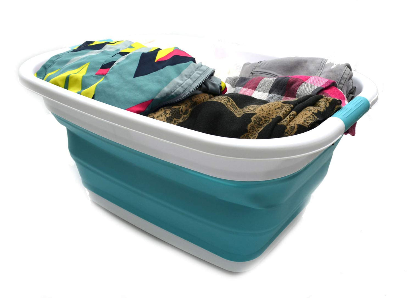 SAMMART 31L (8.1 gallon) Collapsible Plastic Laundry Basket-Pop Up Storage Container - Portable Washing Tub - Space Saving Hamper/Basket, Water capacity: 23L (6 gallon)