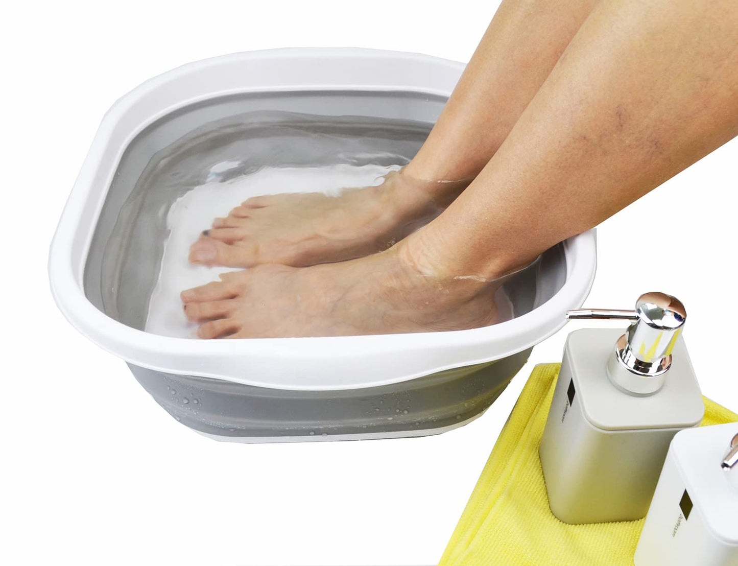 SAMMART Collapsible Tub (10L Collapsible Rectangular Tub (White/Grey))