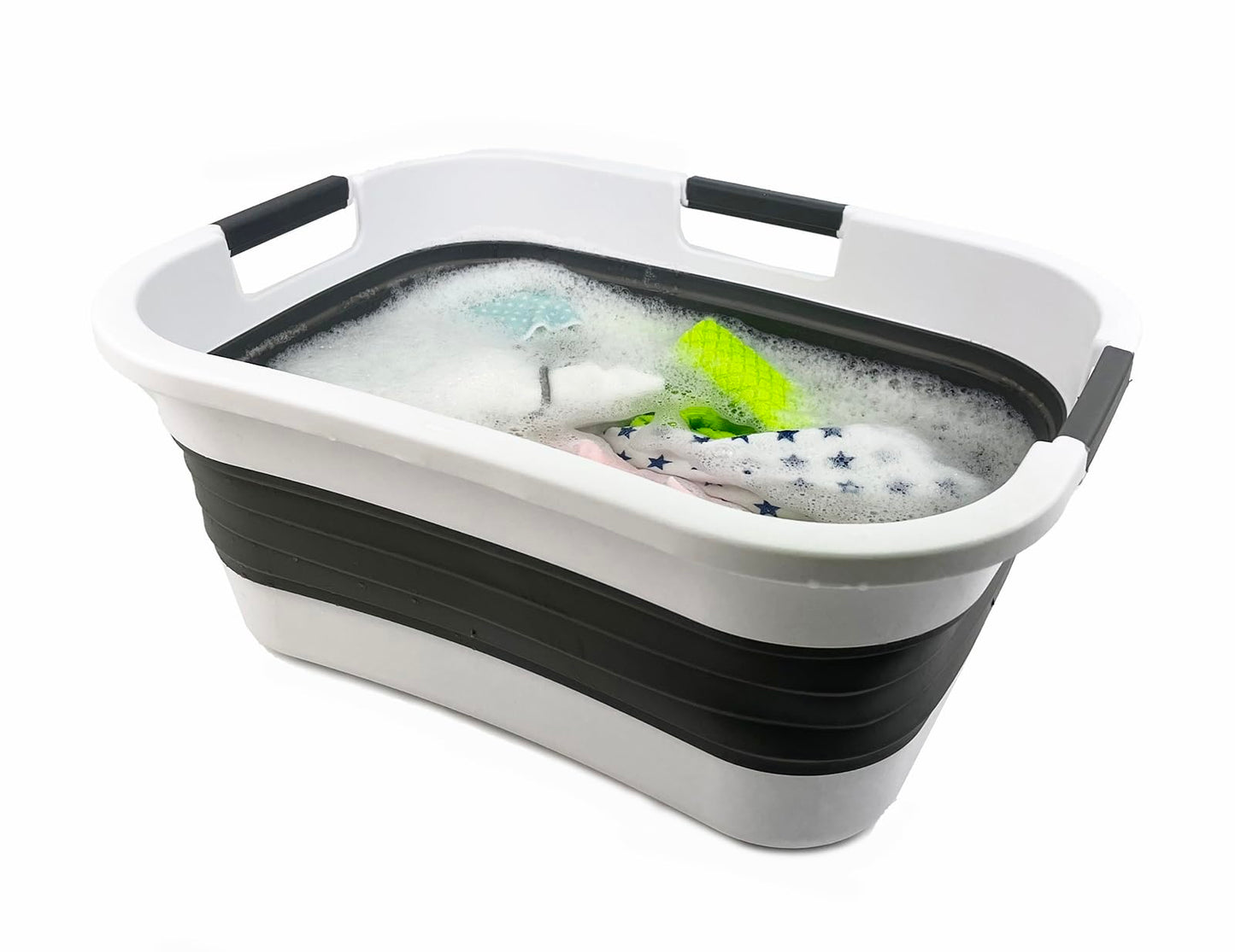 SAMMART 30L (7.9 gallon) Collapsible Plastic Laundry Basket - Foldable Pop Up Storage Container/Organizer - Portable Washing Tub - Space Saving Hamper/Basket