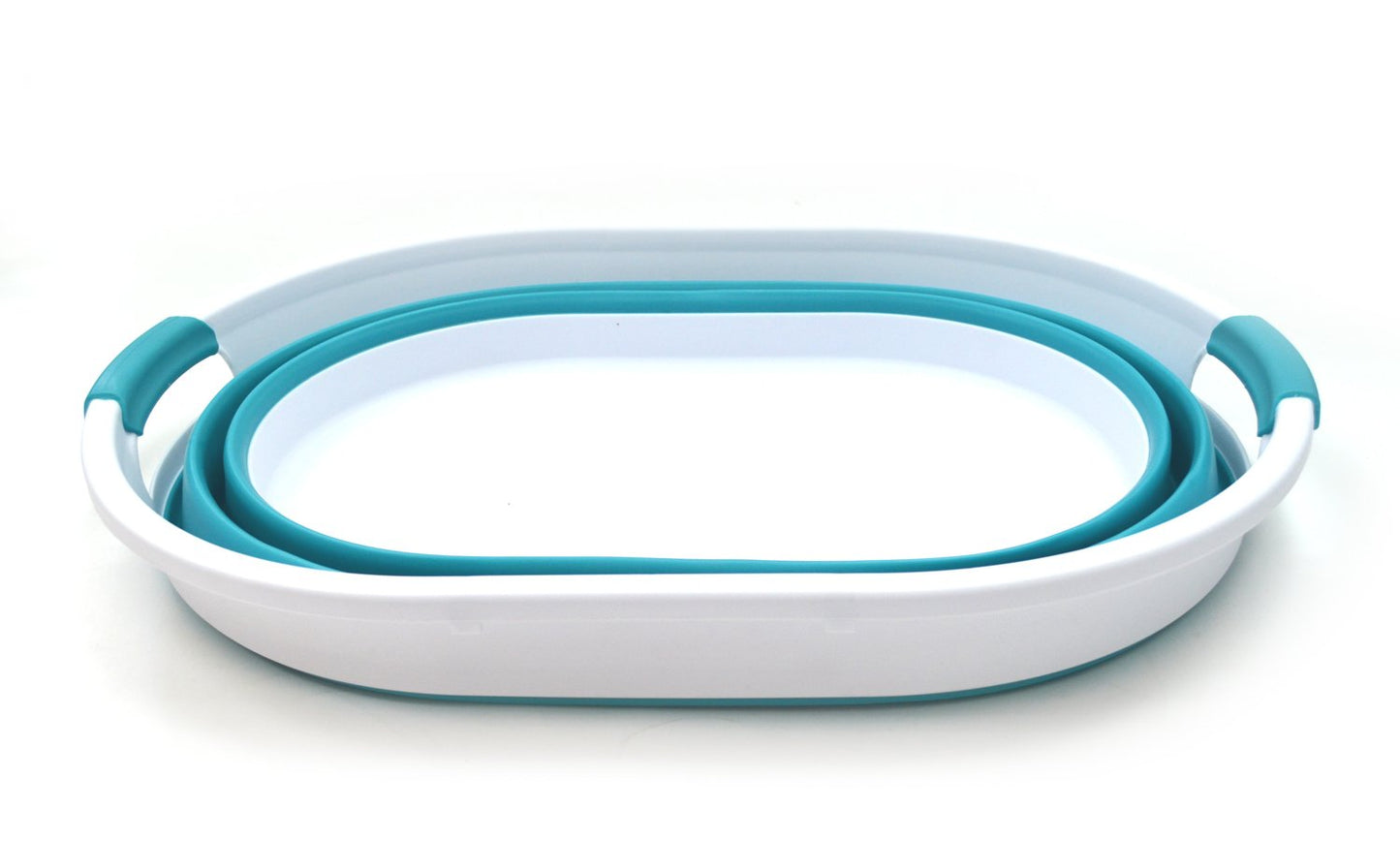 SAMMART 39L(10.3 gallon) Collapsible Plastic Laundry Basket - Oval Tub/Basket - Foldable Storage Container-Portable Washing Tub - Space Saving Laundry Hamper, Water capacity: 30L (7.9 gallon)