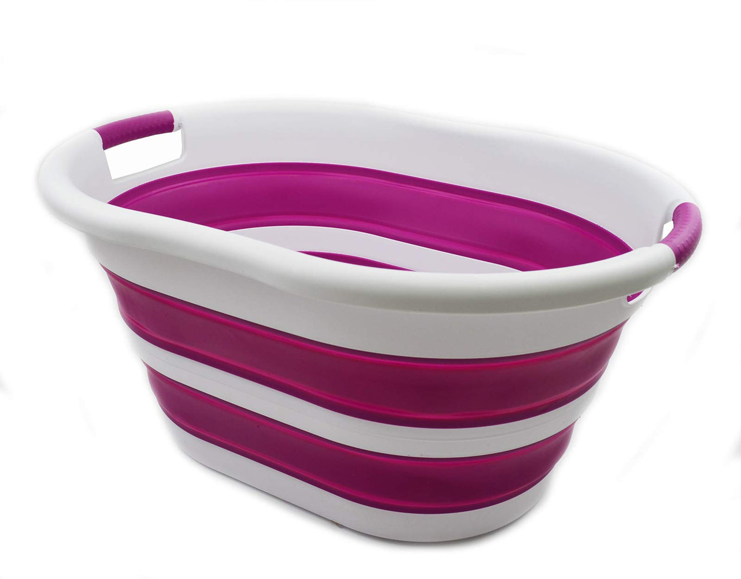 SAMMART 36L (9.5 gallon) Collapsible Plastic Laundry Basket - Oval Tub/Basket - Foldable Storage Container/Organizer - Portable Washing Tub - Space Saving Laundry Hamper, Water Capacity: 28L (7.4 gallon)