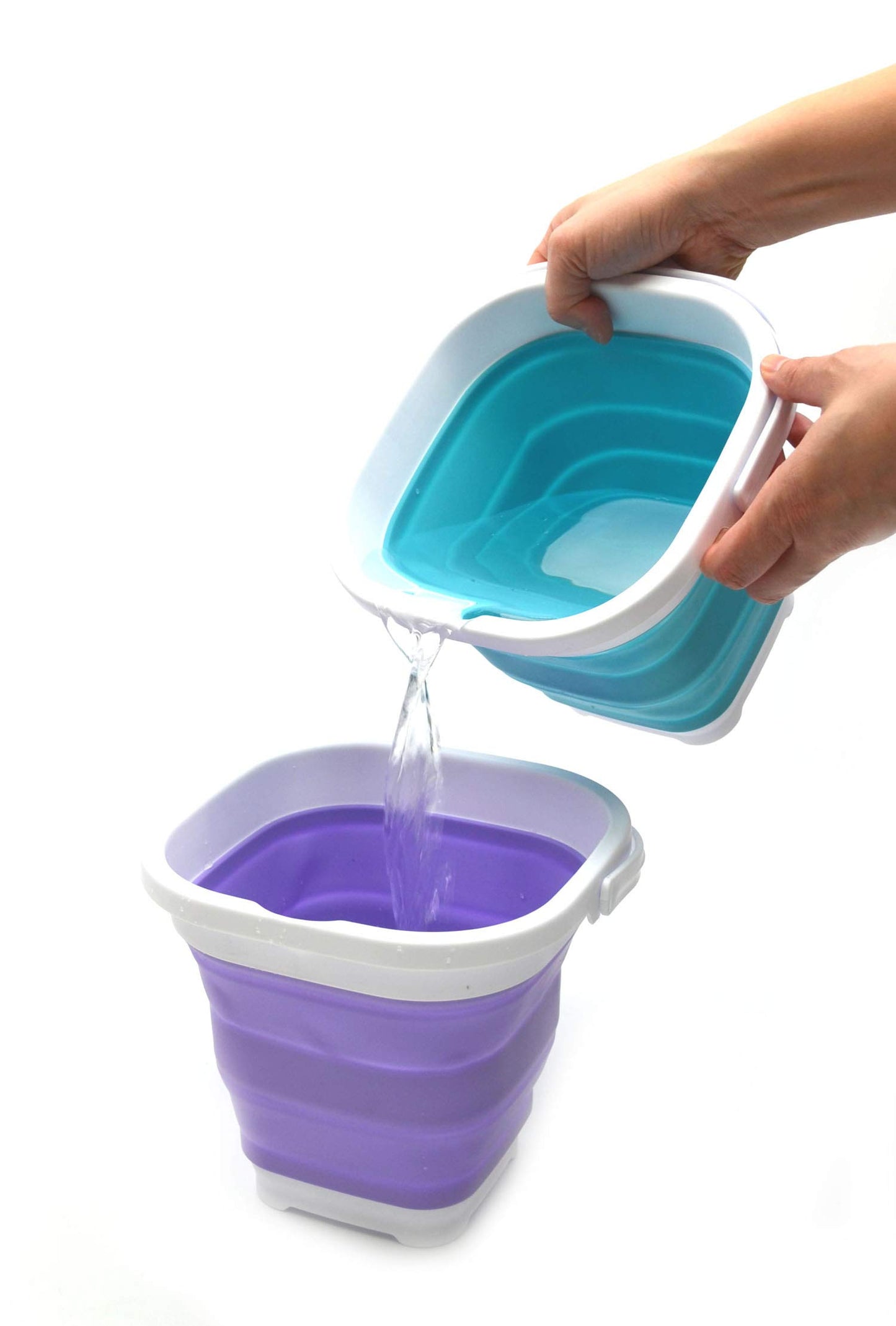 SAMMART 2.6L (0.68 Gallon) Super Mini Sqare Collapsible Plastic Bucket - Foldable Square Tub - Portable Fishing Water Pail - Space Saving Outdoor Waterpot