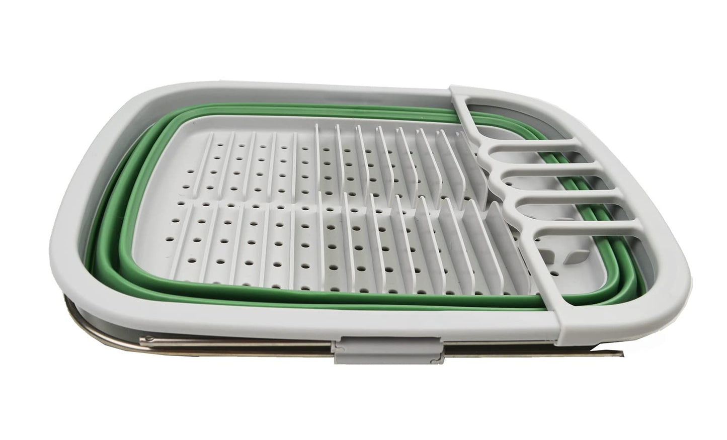 SAMMART 8L (2.11Gallons) Expandable Collapsible Dish Drainer - Foldable Drying Rack - Portable Dinnerware Organizer - Space Saving Kitchen Storage Tray