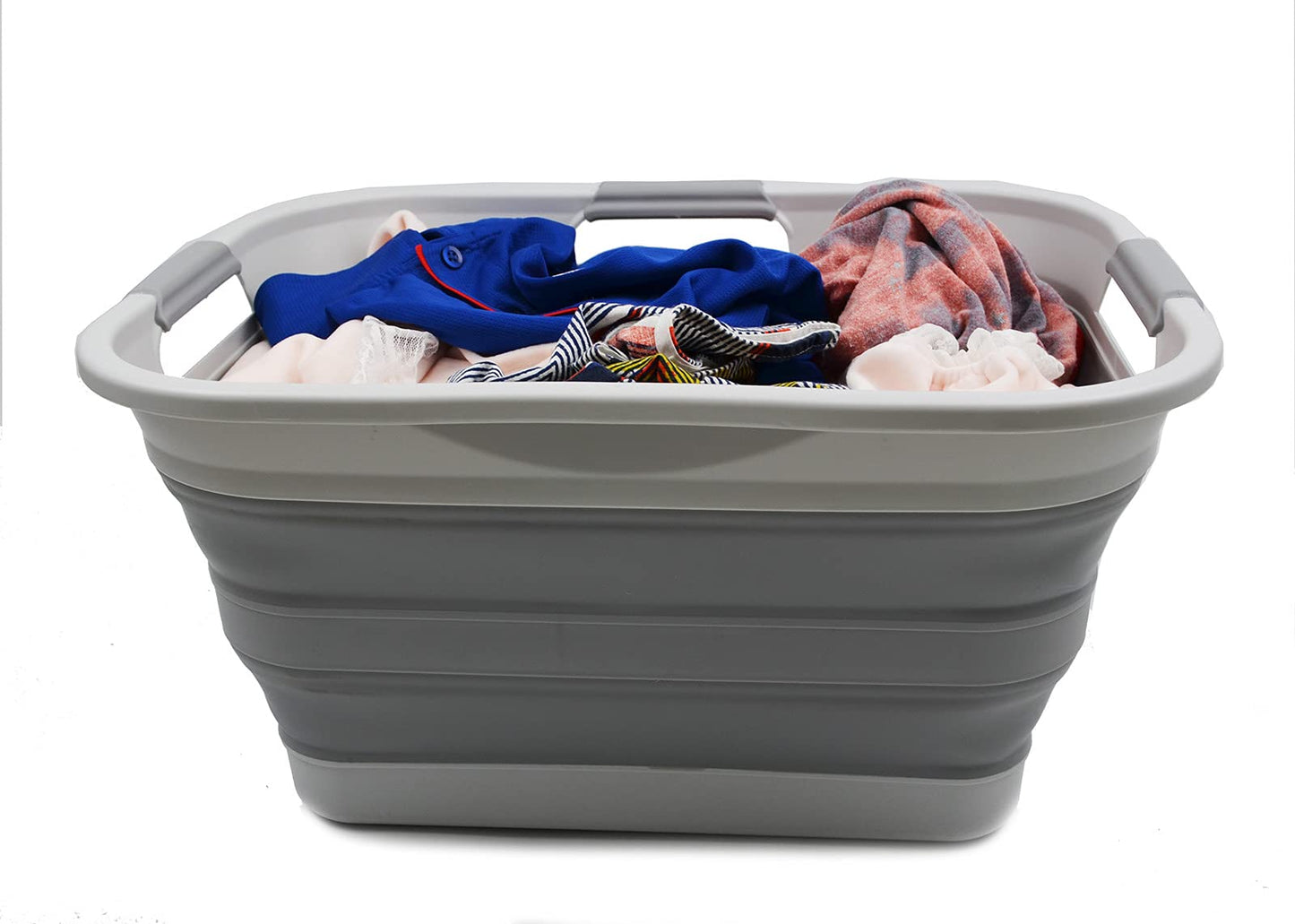 SAMMART 29L(7.6 gallon) Collapsible Plastic Laundry Basket - Foldable Pop Up Storage Container/Organizer - Portable Washing Tub - Space Saving Hamper/Basket - Water Capacity 24L(6.3 gallon)