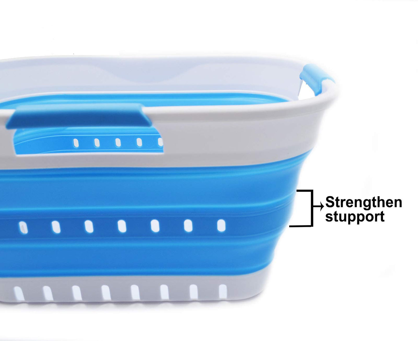 SAMMART 19L (5 Gallon) Collapsible Super Mini 3 Handled Plastic Laundry Basket - Foldable Pop Up Storage Container/Organizer - Space Saving Hamper/Basket