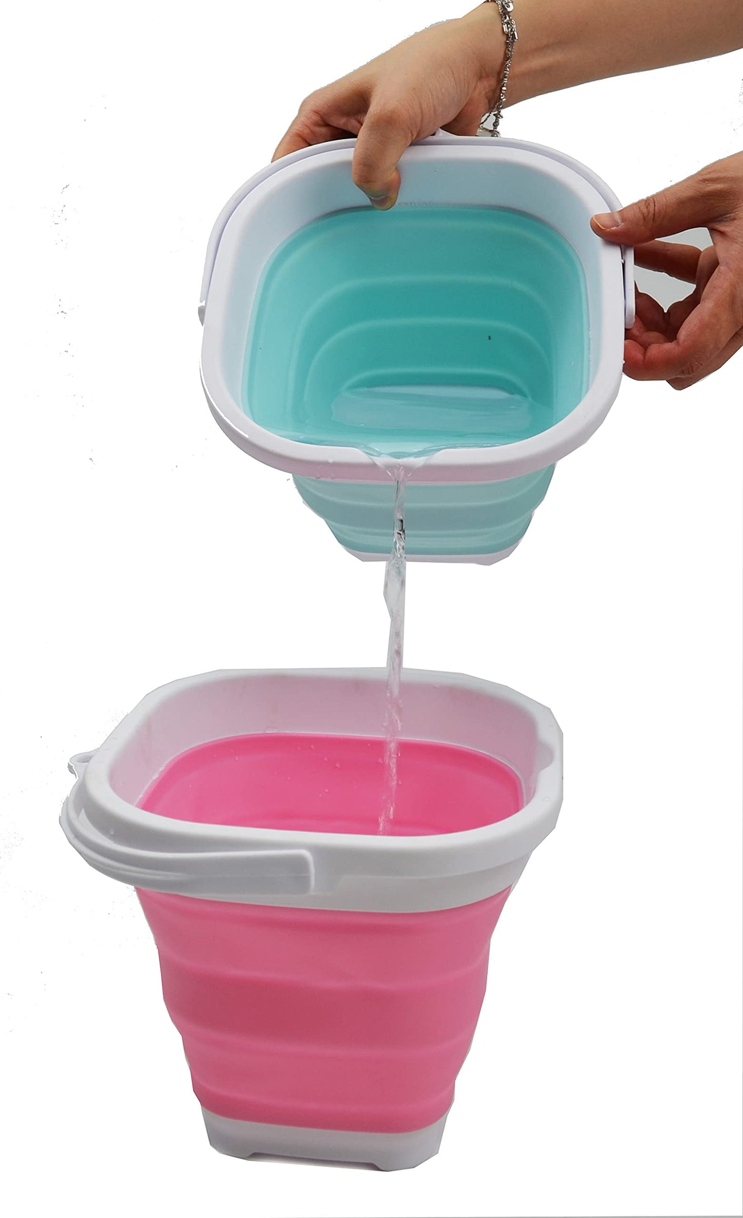 SAMMART 2.6L (0.68 Gallon) Super Mini Sqare Collapsible Plastic Bucket - Foldable Square Tub - Portable Fishing Water Pail - Space Saving Outdoor Waterpot