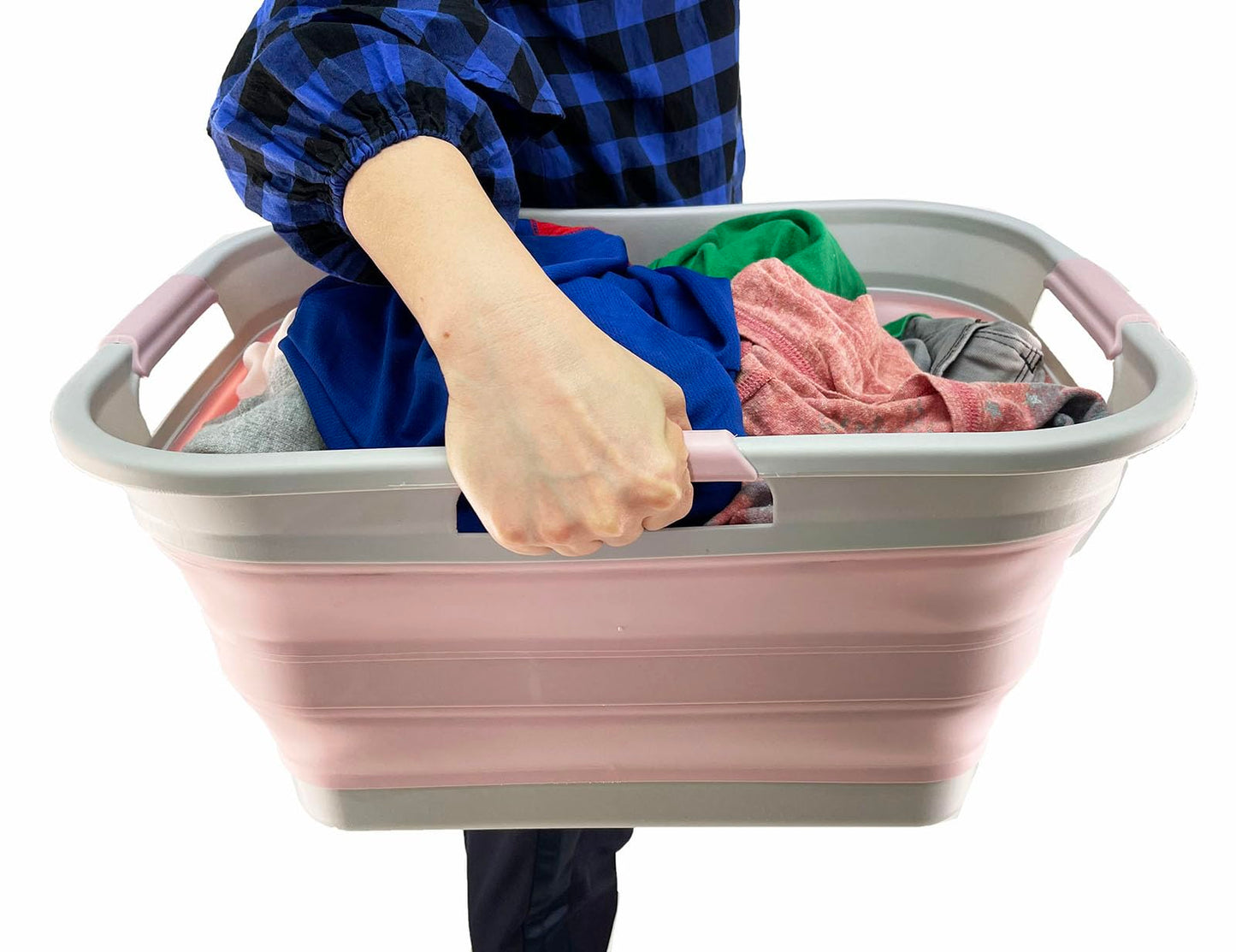 SAMMART 30L (8 gallons) Collapsible Plastic Laundry Washing Tub/Basket-Portable Pop Up Storage Container/Organizer-Foldable Laundry Hamper-Space Saving