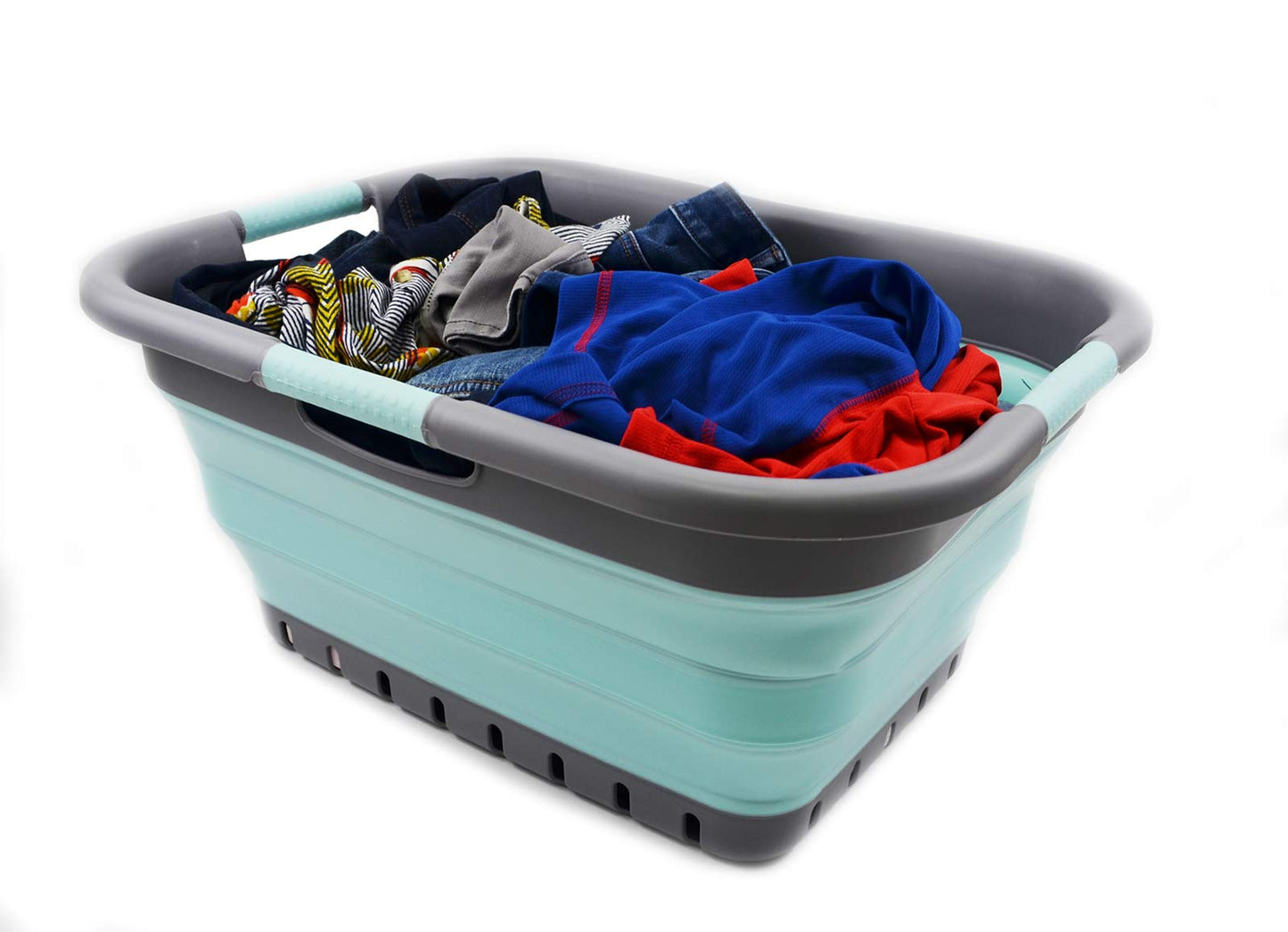 SAMMART 41L (10.8 gallon) Collapsible Plastic Laundry Basket - Foldable Pop Up Storage Container/Organizer - Portable Washing Tub - Space Saving Hamper/Basket