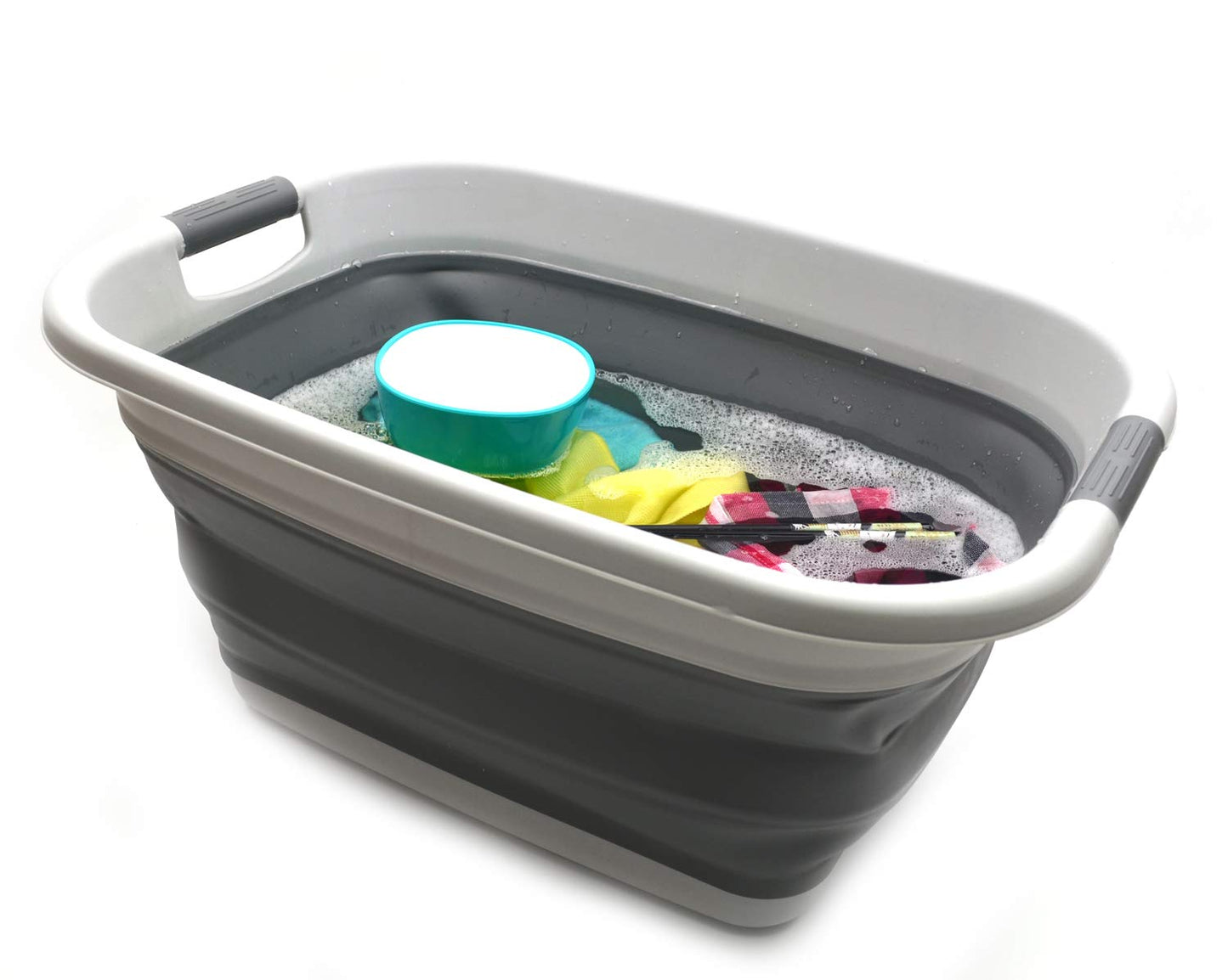 SAMMART 31L (8.1 gallon) Collapsible Plastic Laundry Basket-Pop Up Storage Container - Portable Washing Tub - Space Saving Hamper/Basket, Water capacity: 23L (6 gallon)