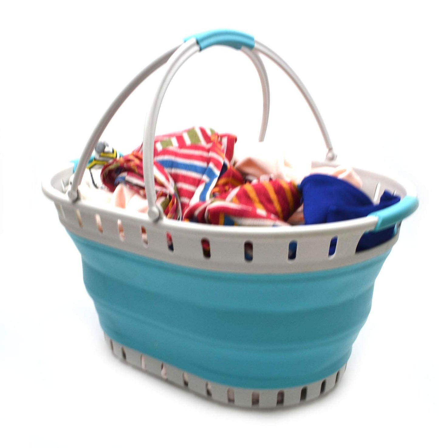 SAMMART 25L (6.6 gallon) Collapsible Plastic Laundry Basket - Foldable Pop Up Storage Container/Organizer - Portable Shopping Basket - Space Saving Hamper/Tub