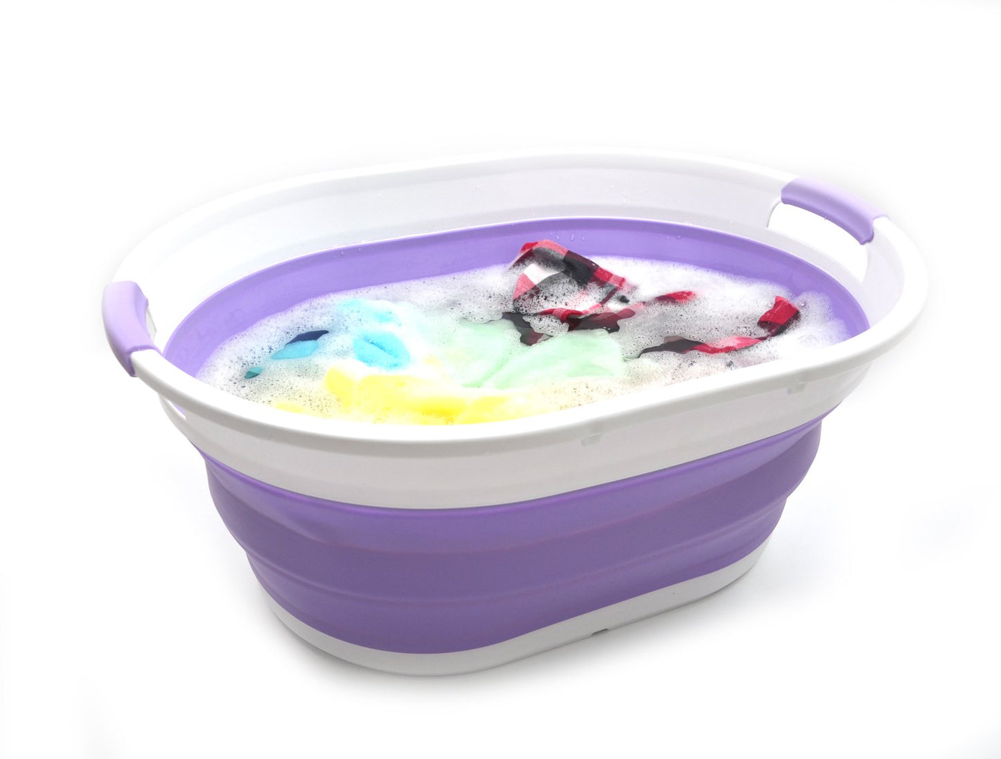 SAMMART 39L(10.3 gallon) Collapsible Plastic Laundry Basket - Oval Tub/Basket - Foldable Storage Container-Portable Washing Tub - Space Saving Laundry Hamper, Water capacity: 30L (7.9 gallon)