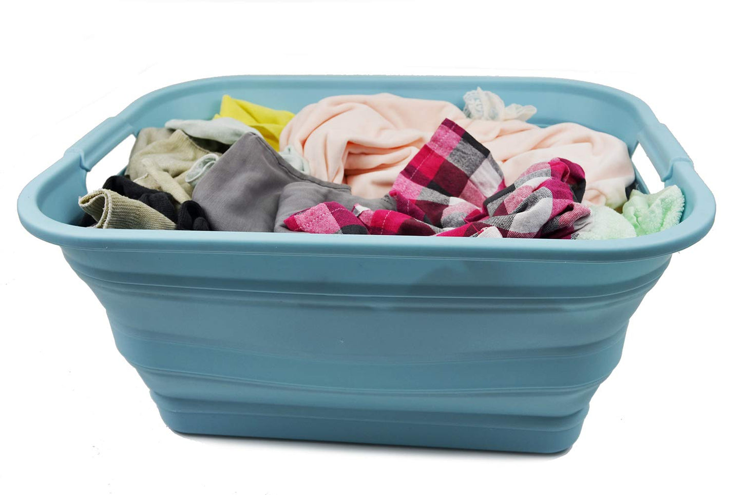 SAMMART 42L (11 Gallon) Collapsible Plastic Laundry Basket-Foldable Pop Up Storage Container/Organizer-Portable Washing Tub-Space Saving Basket, Water Capacity 34L(9 Gallon)