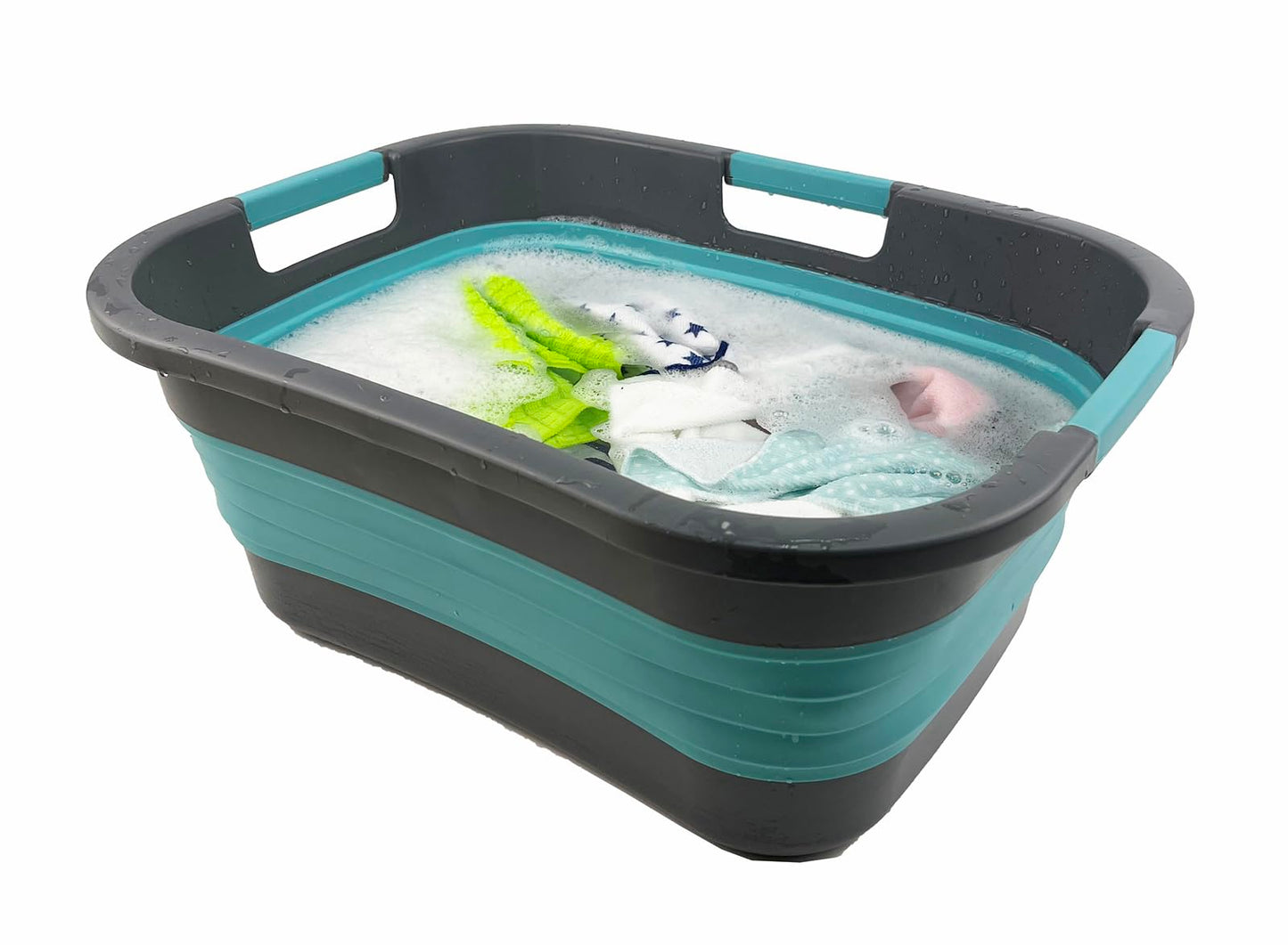 SAMMART 30L (7.9 gallon) Collapsible Plastic Laundry Basket - Foldable Pop Up Storage Container/Organizer - Portable Washing Tub - Space Saving Hamper/Basket