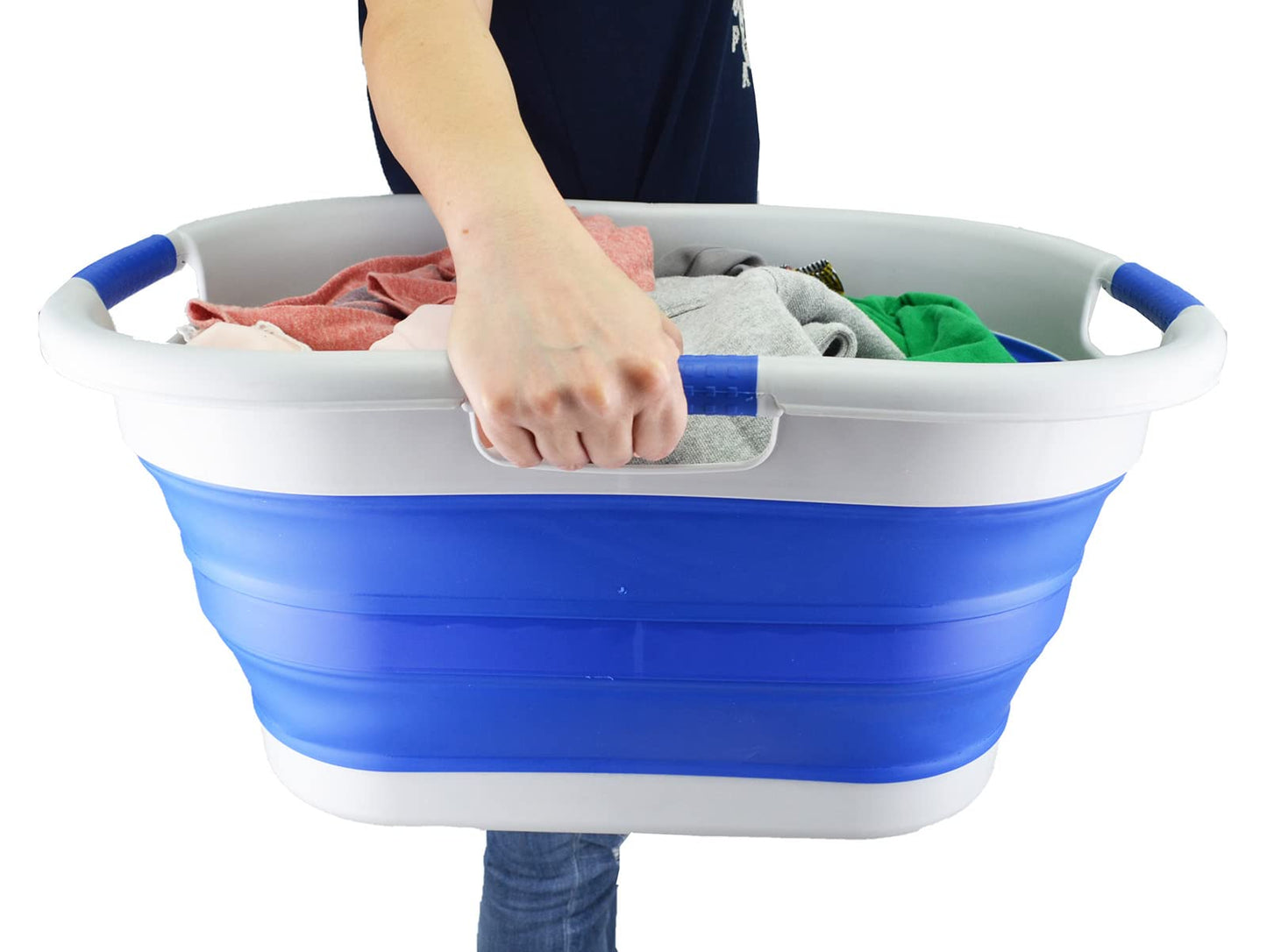 SAMMART 40L (10.5 gallon) Collapsible Plastic Laundry Basket - Foldable Pop Up Storage Container/Organizer - Portable Washing Tub - Space Saving Hamper/Basket