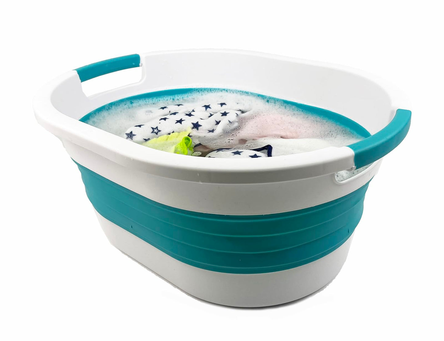 SAMMART 23L (6 gallon) Collapsible Plastic Laundry Basket - Foldable Pop Up Storage Container/Organizer - Portable Washing Tub - Space Saving Hamper/Basket