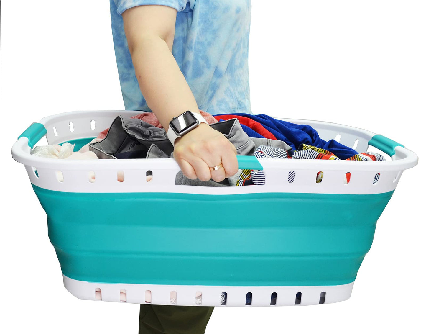 SAMMART 44L (11.62 gallon) Collapsible Plastic Laundry Basket - Foldable Pop Up Storage Container/Organizer - Portable Washing Tub - Space Saving Hamper/Basket