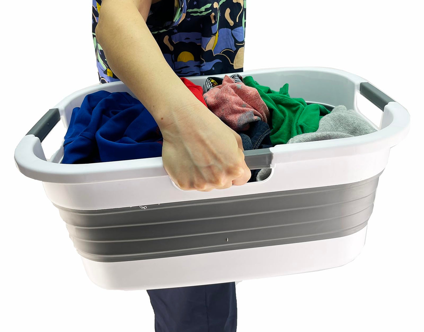 SAMMART 30L (7.9 gallon) Collapsible Plastic Laundry Basket - Foldable Pop Up Storage Container/Organizer - Portable Washing Tub - Space Saving Hamper/Basket