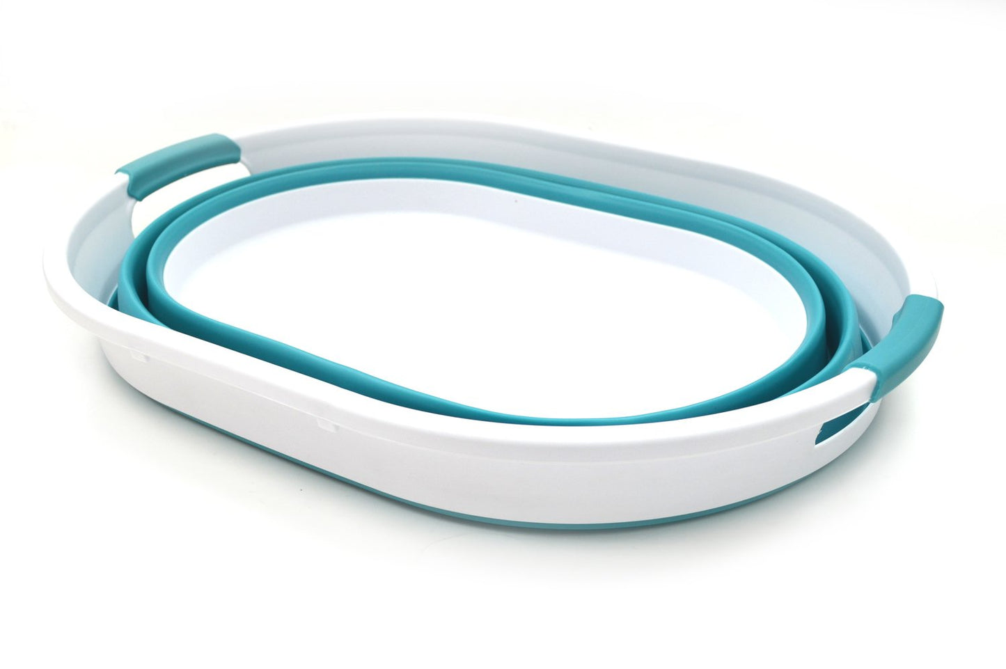 SAMMART 39L(10.3 gallon) Collapsible Plastic Laundry Basket - Oval Tub/Basket - Foldable Storage Container-Portable Washing Tub - Space Saving Laundry Hamper, Water capacity: 30L (7.9 gallon)