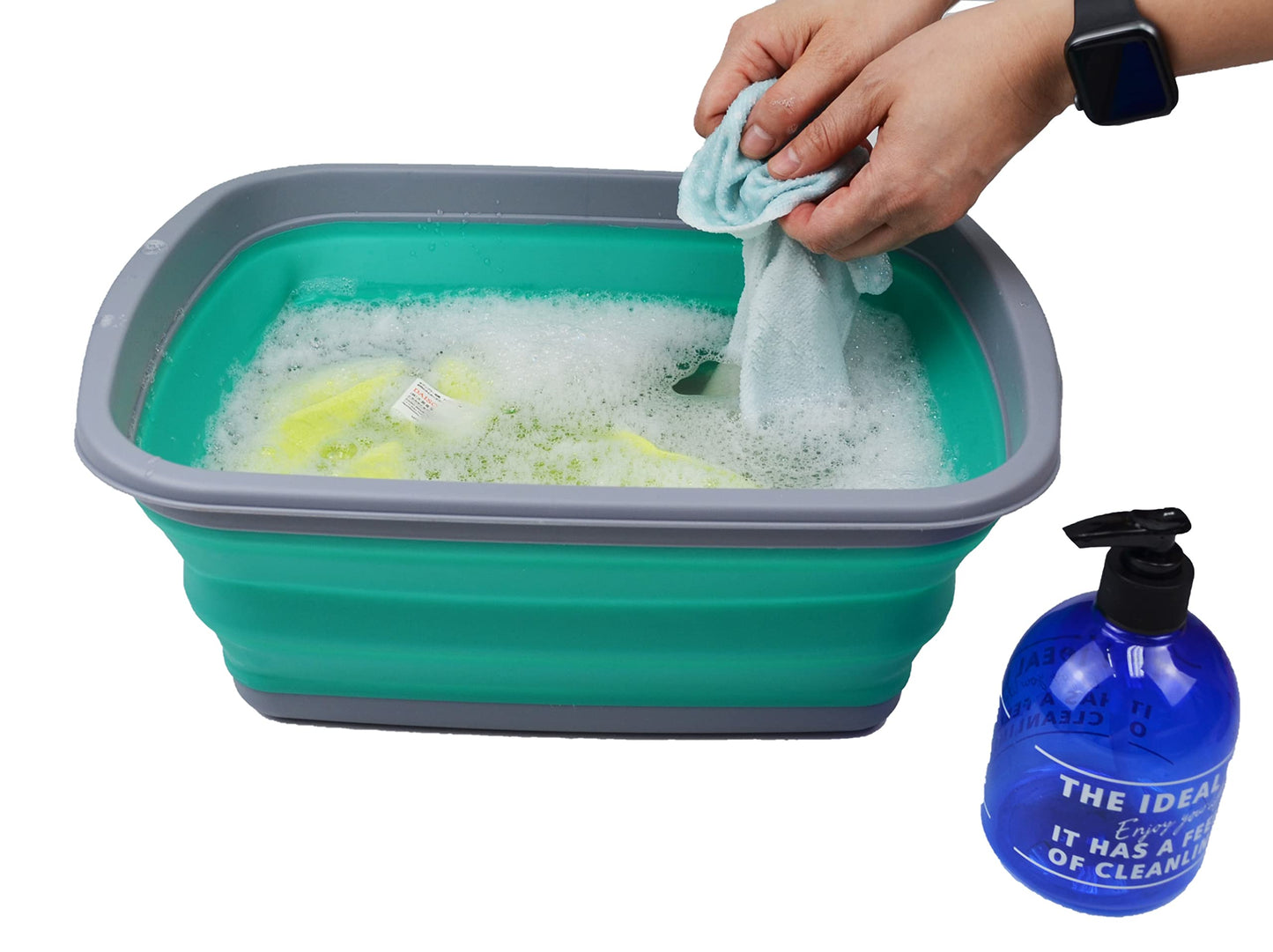 SAMMART 10L (2.6 Gallons) Collapsible Tub - Foldable Dish Tub - Portable Washing Basin - Space Saving Plastic Washtub