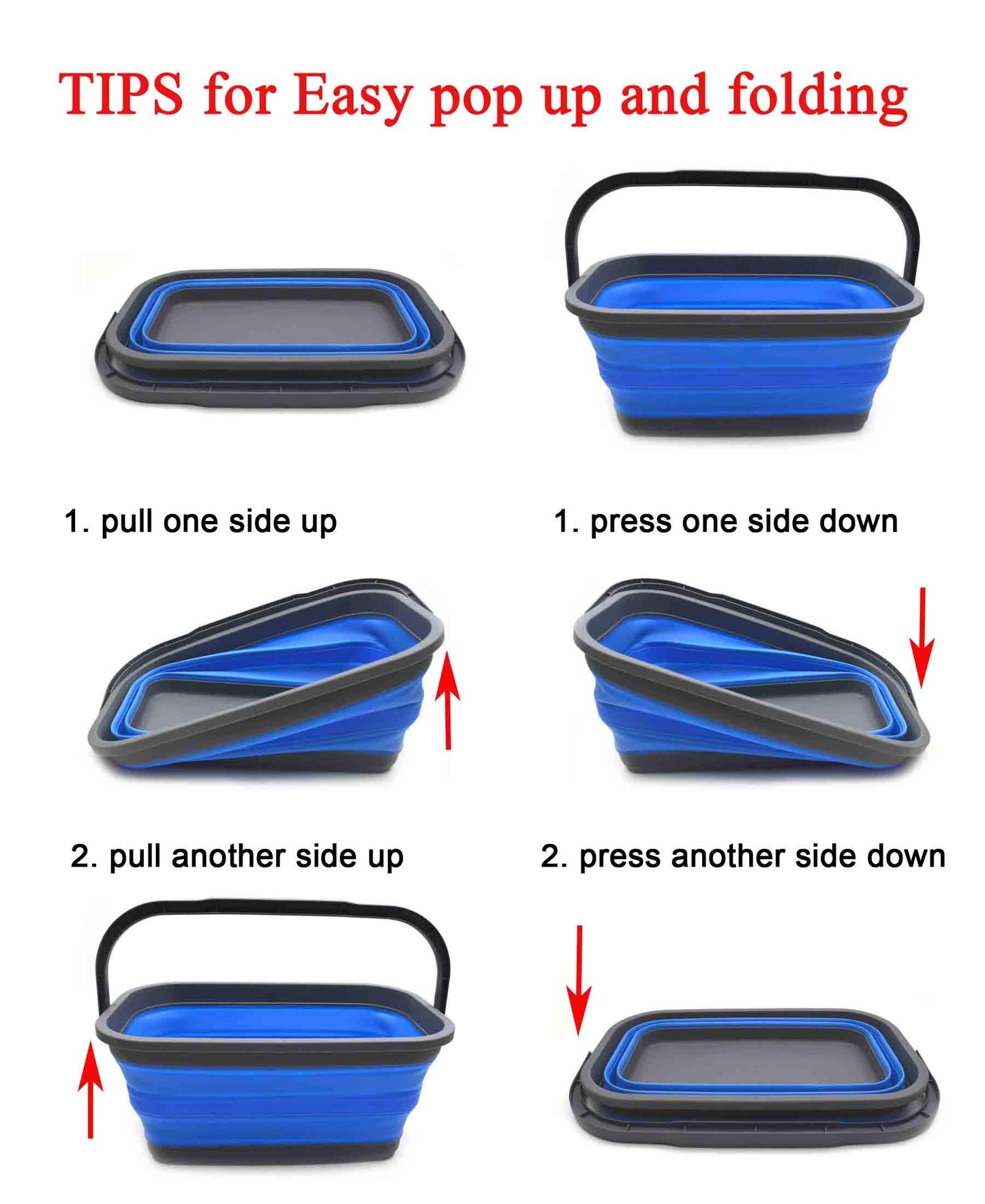 SAMMART 11.6L (3.06 Gallon) Collapsible Rectangular Handy Basket/Bucket